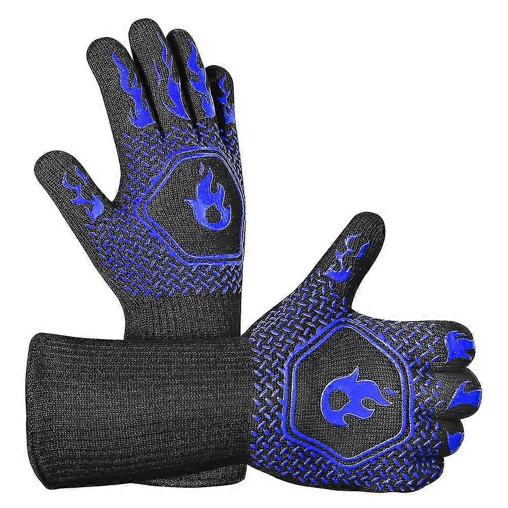 Flammhemmender, Hochtemperaturbeständiger Handschuh Zum Grillen, Räuchern, Grillen, Langer, Waschbarer Silikon-ofenhandschuh