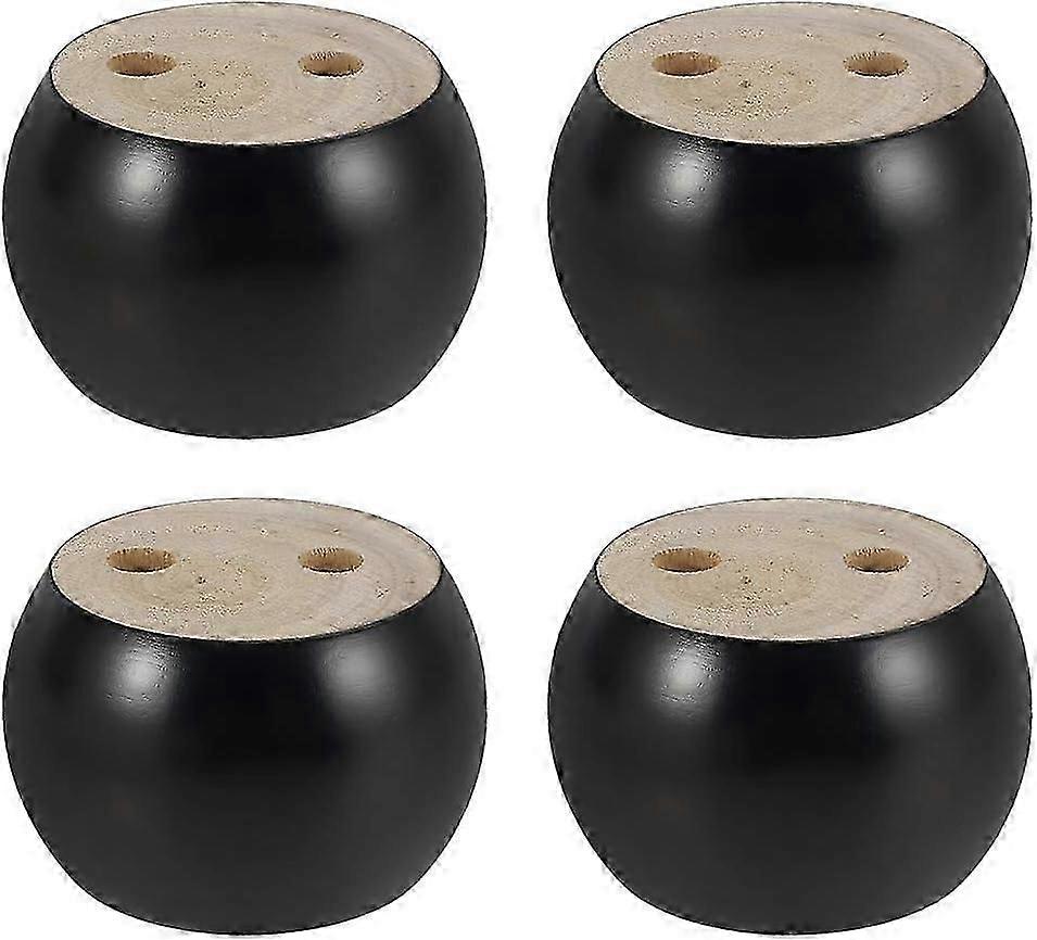 Set Mit 4 Runden Möbelbeinen Aus Holz, Höhe 5 Cm, Für Sofa, Bett, Sessel, Kleiderschrank, Mit Schrauben Und Klebeband (schwarz)