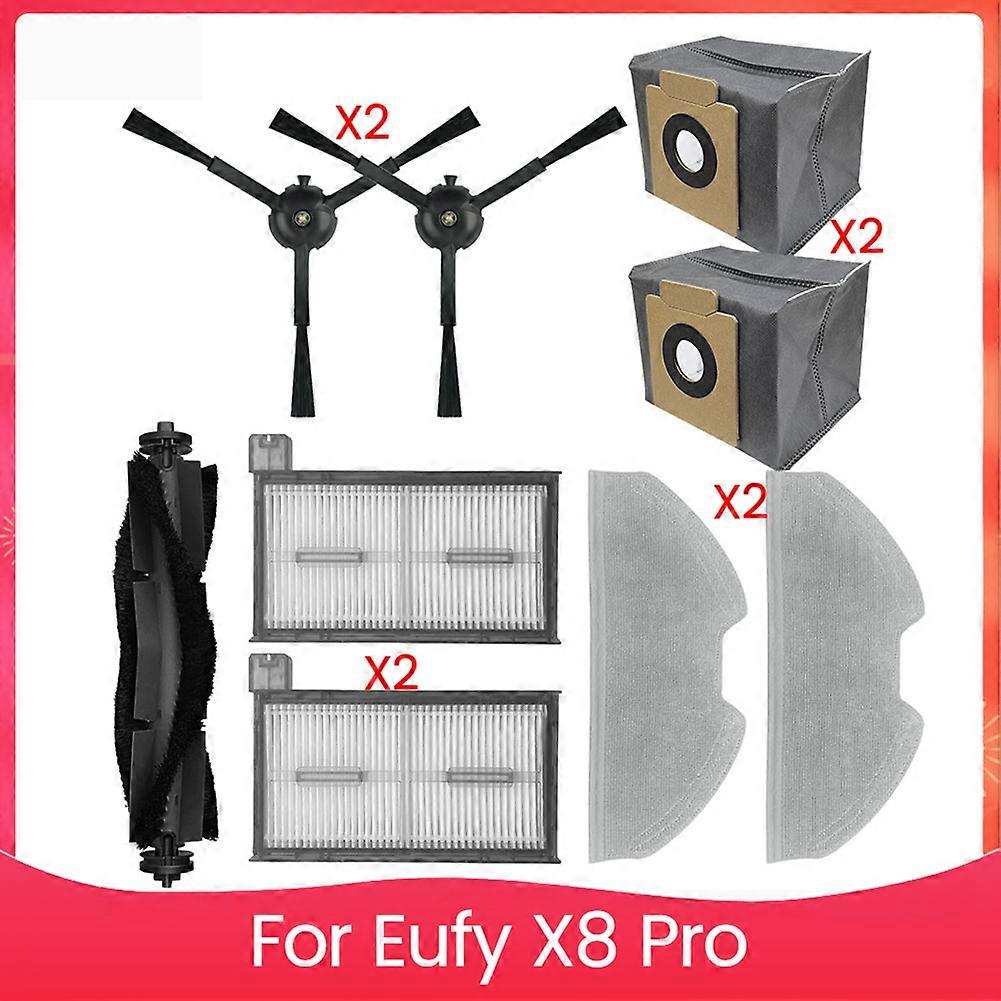 Ersatzteile Und Zubehör Für Den Roboterstaubsauger Eufy X8 Pro: Seitenbürstenfilter, Reinigungstücher, Staubbeutel.