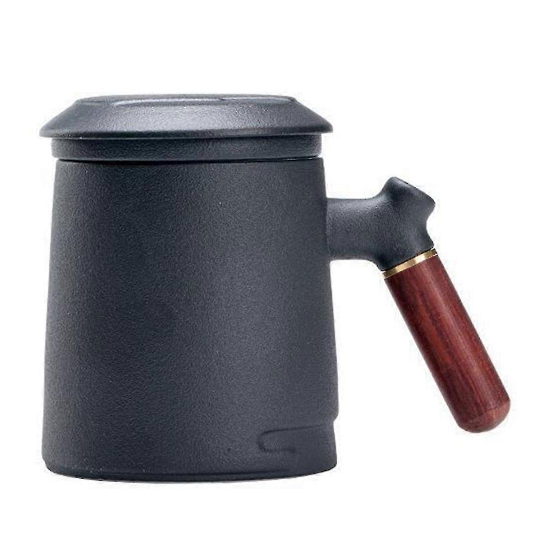 Handgefertigte, Einteilige Keramik-teetasse Mit Filter, Mit Deckel, Heim-, Küchen- Und Bürozubehör, Schwarz