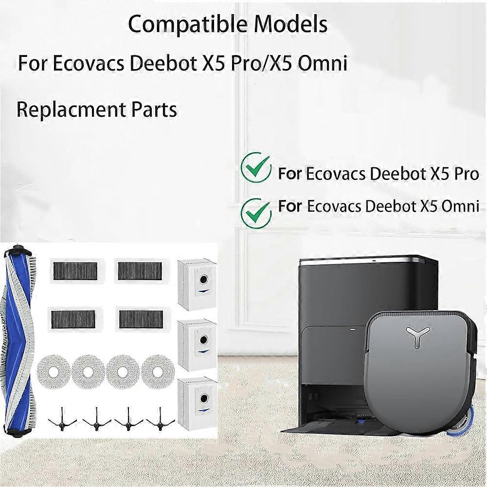 16 Ersatzteile Für Ecovacs Deebot X5 Pro / X5 Pro Omni Staubsauger: Reinigungstuch, Hepa-filter, Hauptseitenbürste