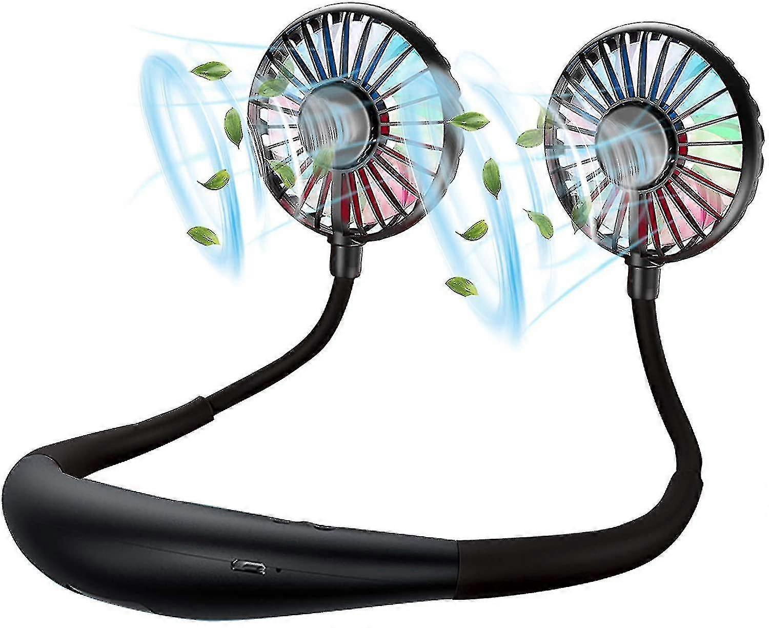 Nackenventilator, Wiederaufladbarer, Tragbarer, Batteriebetriebener Ventilator, Freihändiger Persönlicher Ventilator, Der Um Den Hals Hängt, Tragbarer Kleiner Ventilator Für Die Arbeit Im Freien, Usb-