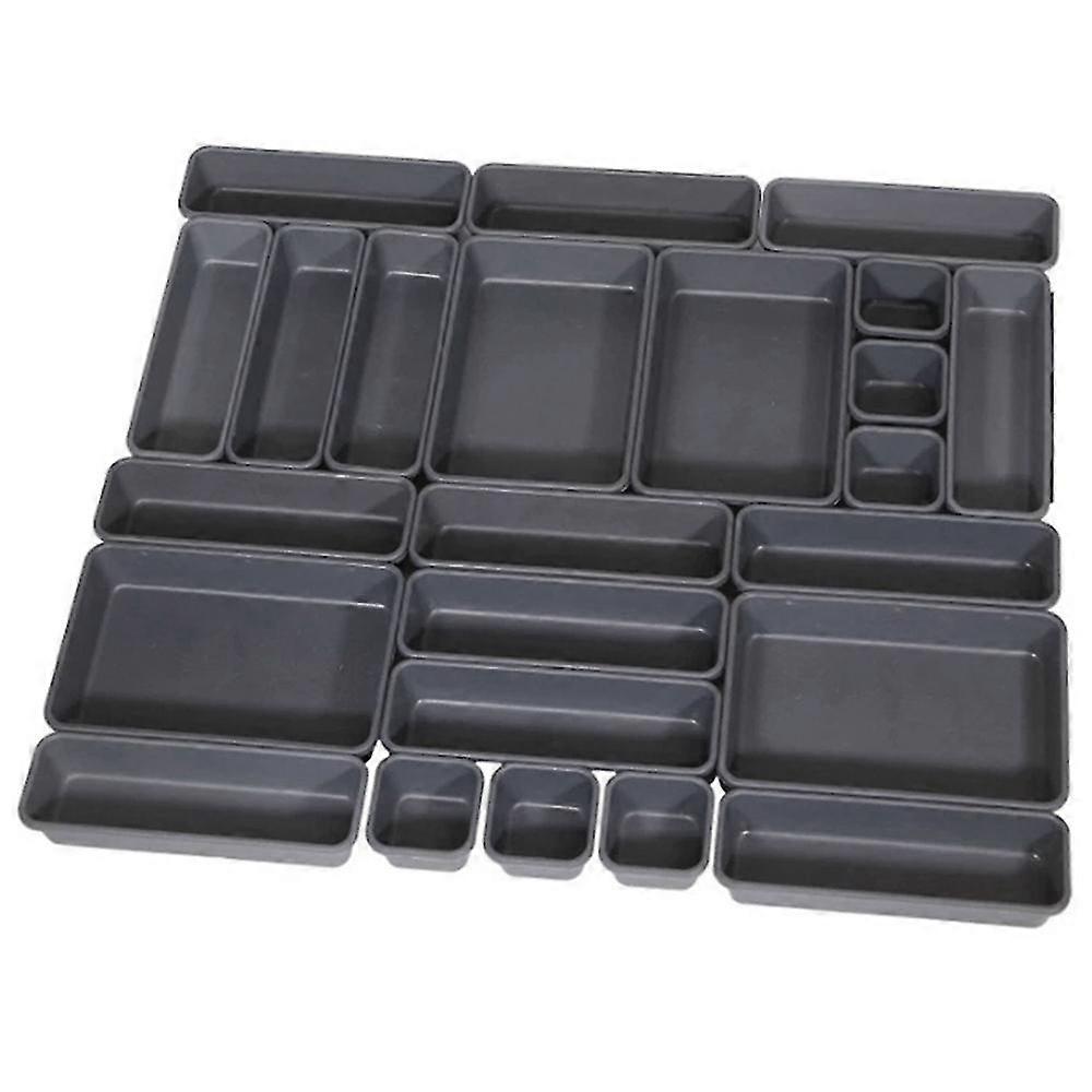 Schreibtisch-schubladen-organizer Mit 3 Schwarzen Kunststoff-aufbewahrungsboxen, Trennwand, Make-up-organizer Für O