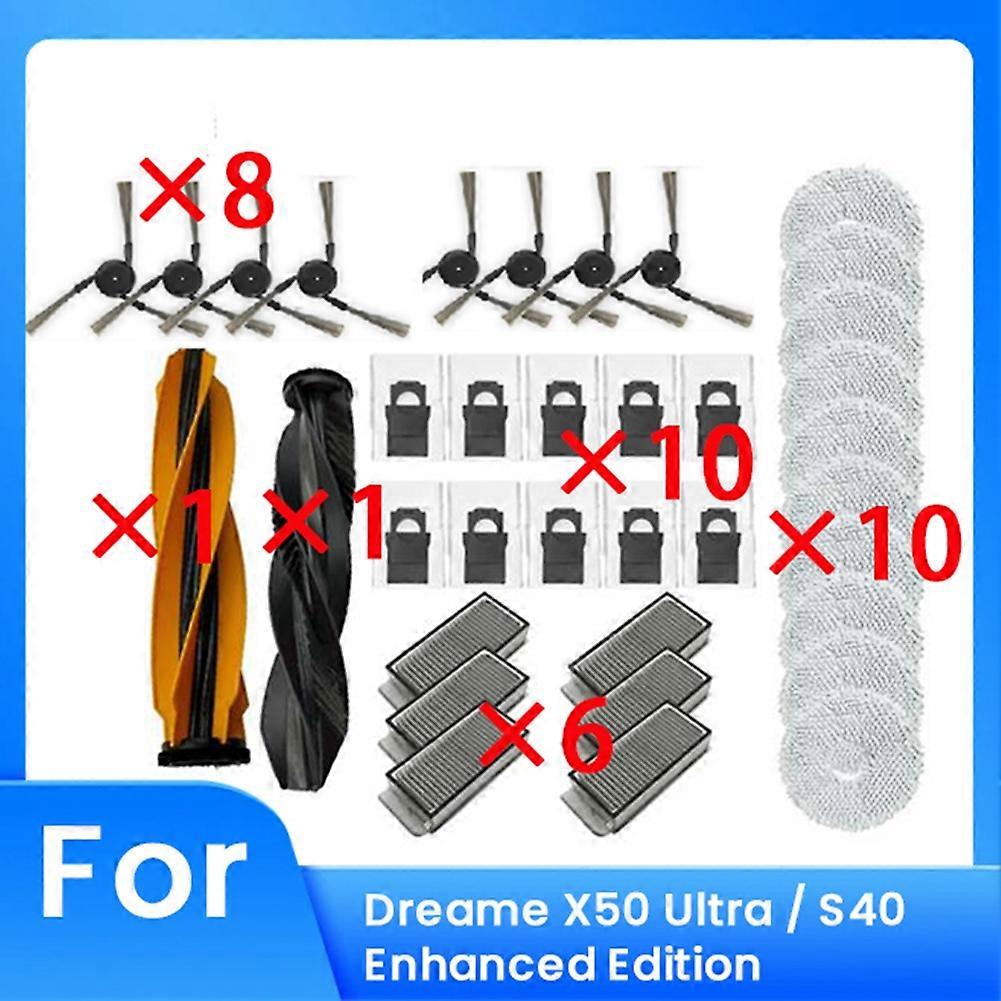 Packung Mit 36 ​​ersatzteilen Für Den Staubsauger Dreame X50 Ultra / S40 Enhanced Edition: Hauptbürste, Filter, Tuch Und Staubbeutel.