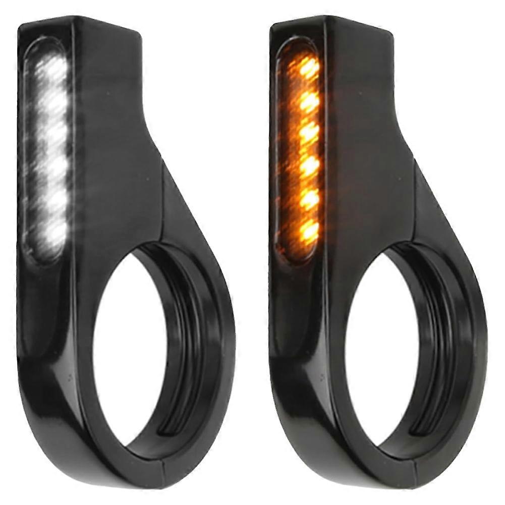 Motorrad-vordergabel-led-blinker, Universelle Sequentielle Switchback-standlichter, 12 V, Bernsteinfarbene Blinker, Schwarz