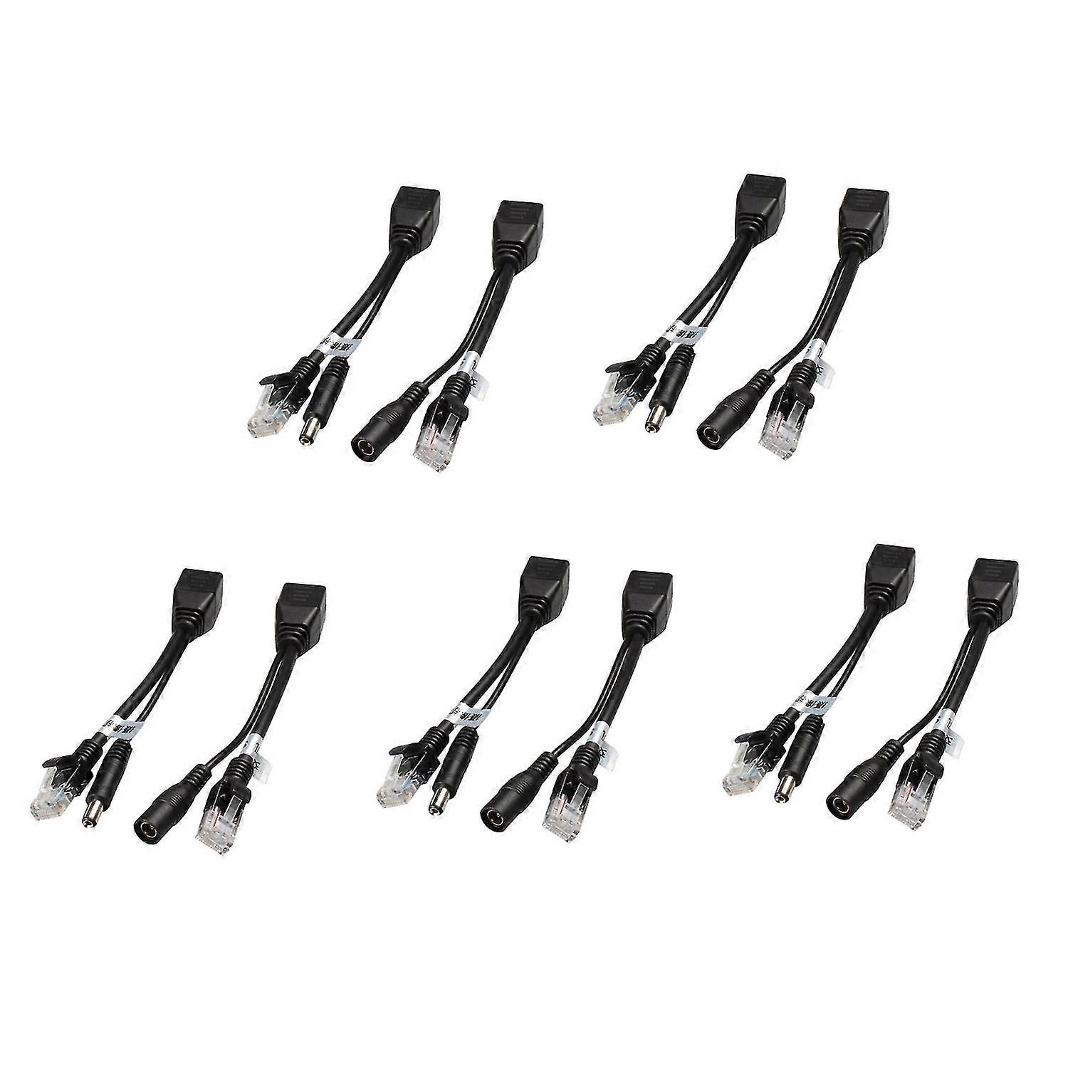 10 Stück (5 Paar) Poe-splitter, Poe-kabel-adapterstreifen, Abgeschirmt, 5 V, 12 V, 24 V, 48 V, Stromkabel, 5,5 X 2,1