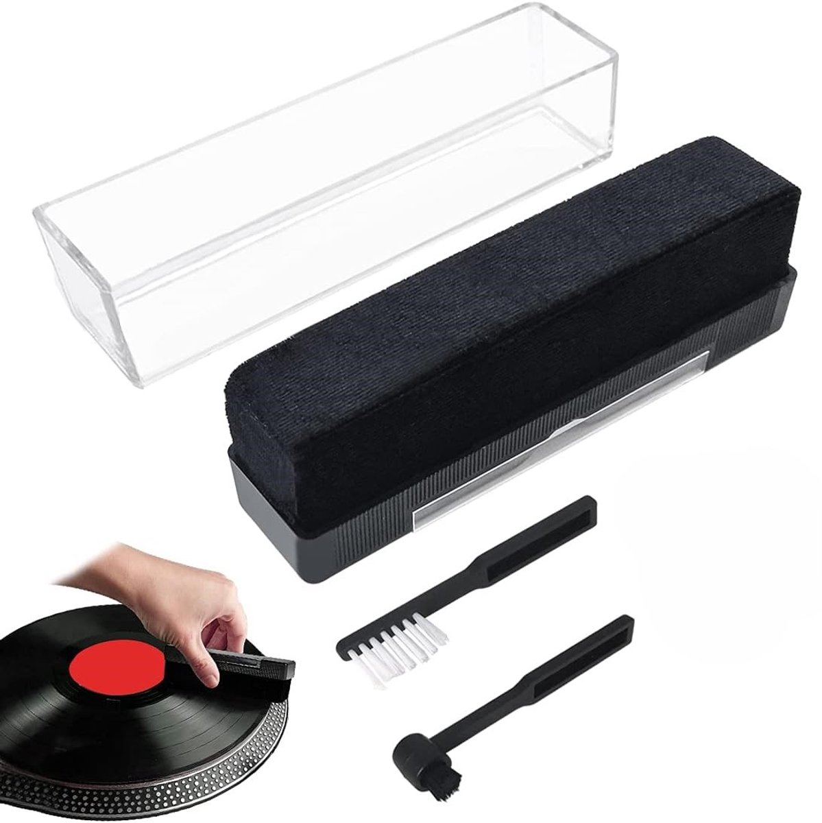 Schallplattenreiniger - 3-teiliges Set - Premium 2-in-1 Schallplattenbürste - Hochwertige Schallplattenbürste - Inklusive Nadel Und Reinigungsbürste - Weiche Schallplattenbürste