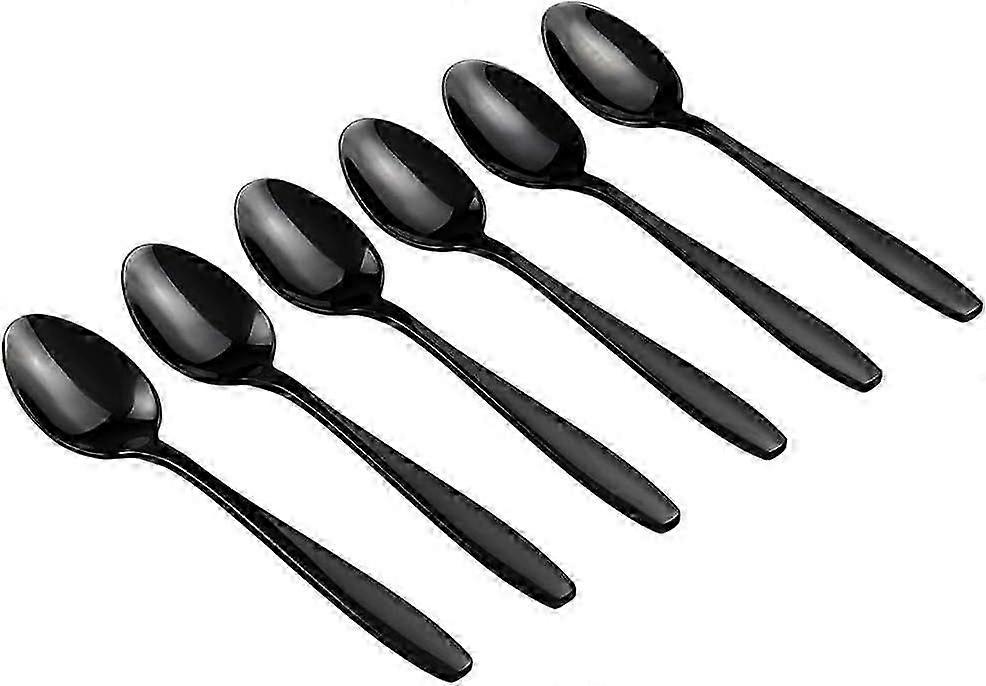 12 Schwarze Teelöffel, Kleine Edelstahllöffel