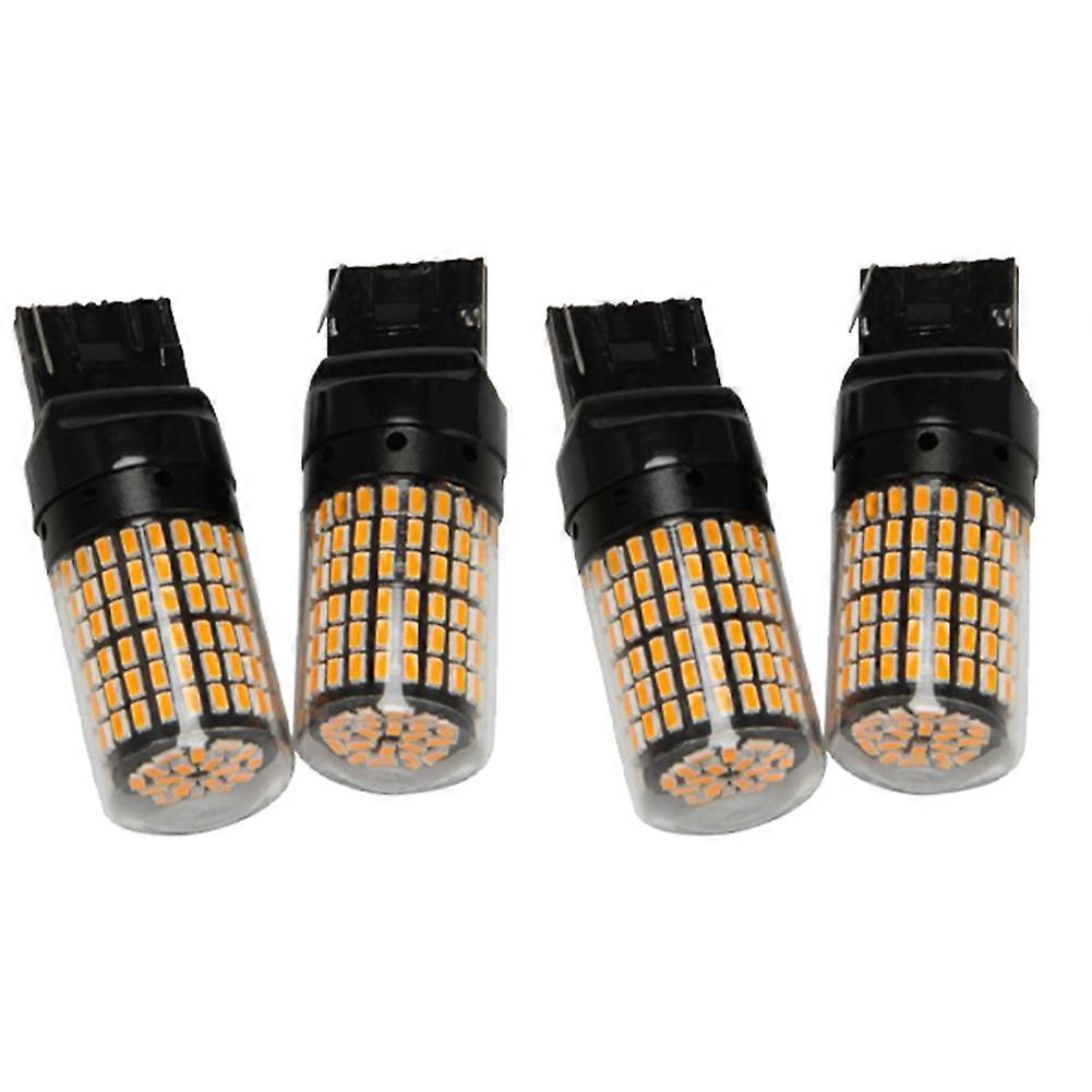 4 Stück 144-smd Rückfahrlicht Blinker, Fehlerfrei, Kein Hyper-flash, T20 7440 Led-lampen, Schwarzes Gehäuse (gelbes Licht)