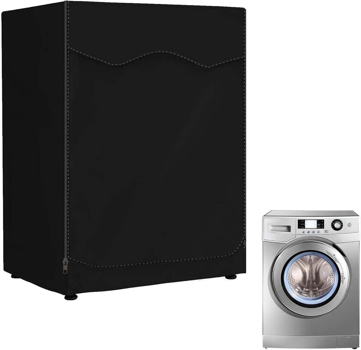 Oimg Waschmaschinen-schutzhülle - Waschmaschinenabdeckung - Waschmaschinenschutz - Mit Reißverschluss Und Verstellbar - 60x60x85cm - Für Toilette, Küche, Balkon, Badezimmer, Garten (l)