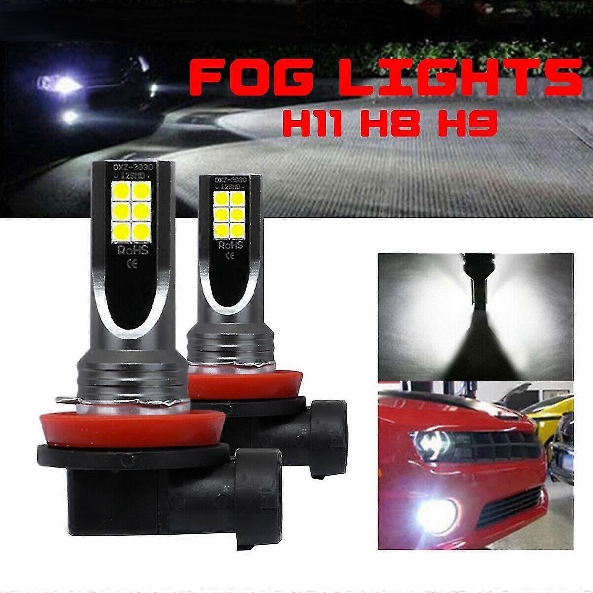 2 Stück H11 H8 H9 Cob Led-autoscheinwerfer-nebelscheinwerferlampen 60 W 6000 K Halogen-ersatzset Klares Weißes Licht