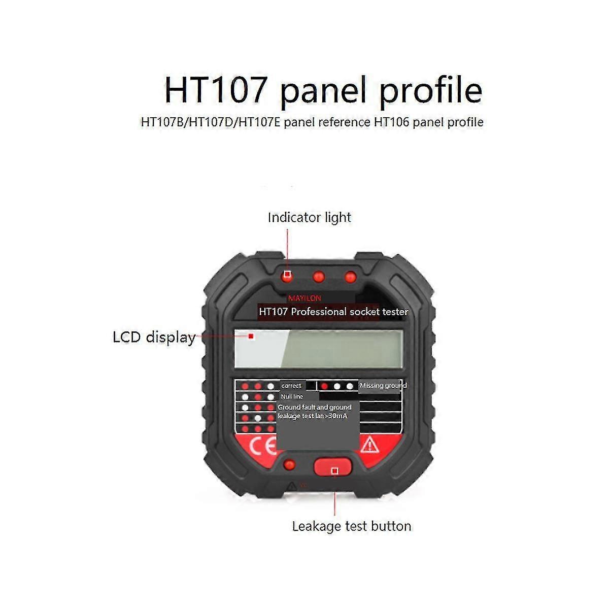 Ht107b Spannungstest-sockeldetektor 90–250 V Automatischer Stromkreis-polaritäts-spannungsdetektor U