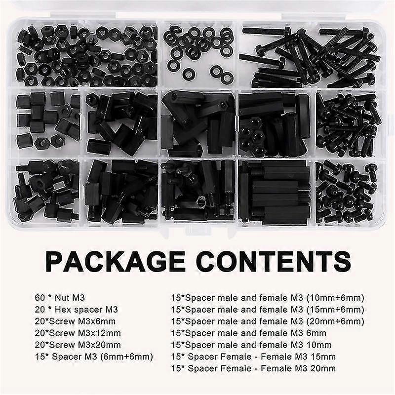 260 Stück M3 Männlich Weiblich Nylon Sechskant Abstandshalter Abstandsschraube Mutter Gewindesäule Pcb Motherboard Sortiert A