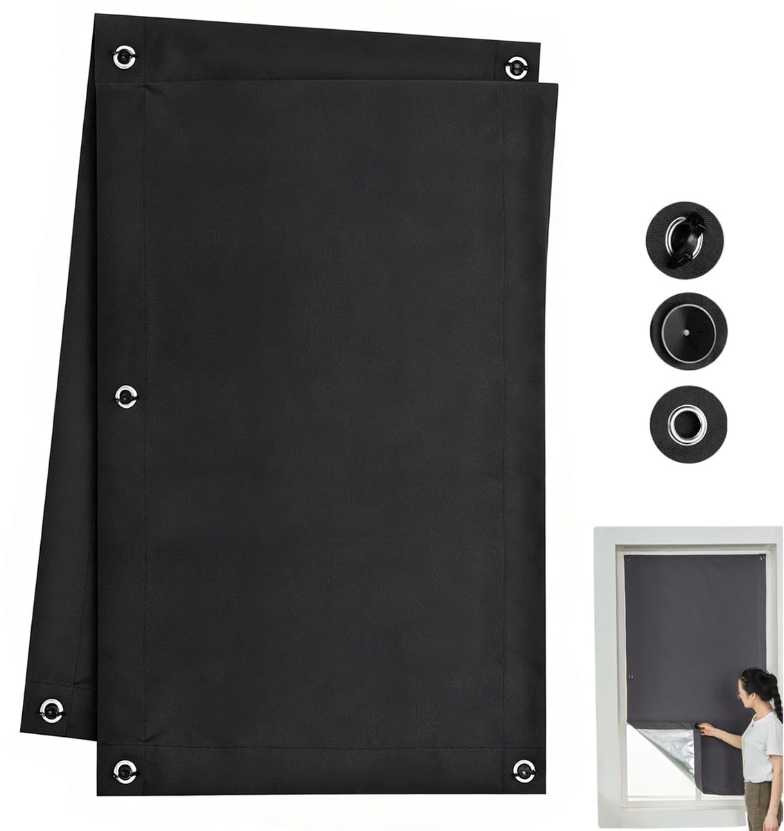 Stück - Sonnenschutz Mit Saugnäpfen - 60 X 115 Cm - Universell - Schattierungstuch - Sonnenschutz Für Fenster Mit Saugnäpfen - Markise - Sonnensegel - Für Büro, Arbeitszimmer, Dachfenster - Schwarz