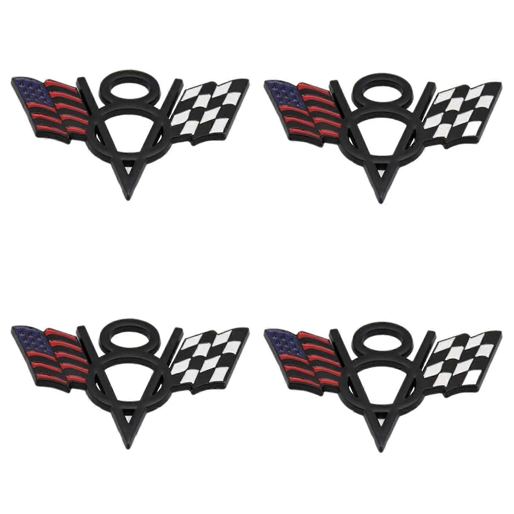 4 Stück V8 Emblem Abzeichen Vereinigte Staaten Amerikanische Flagge Kofferraum 3d Emblem Abzeichen Aufkleber Aufkleber Für Chevrolet Corvette