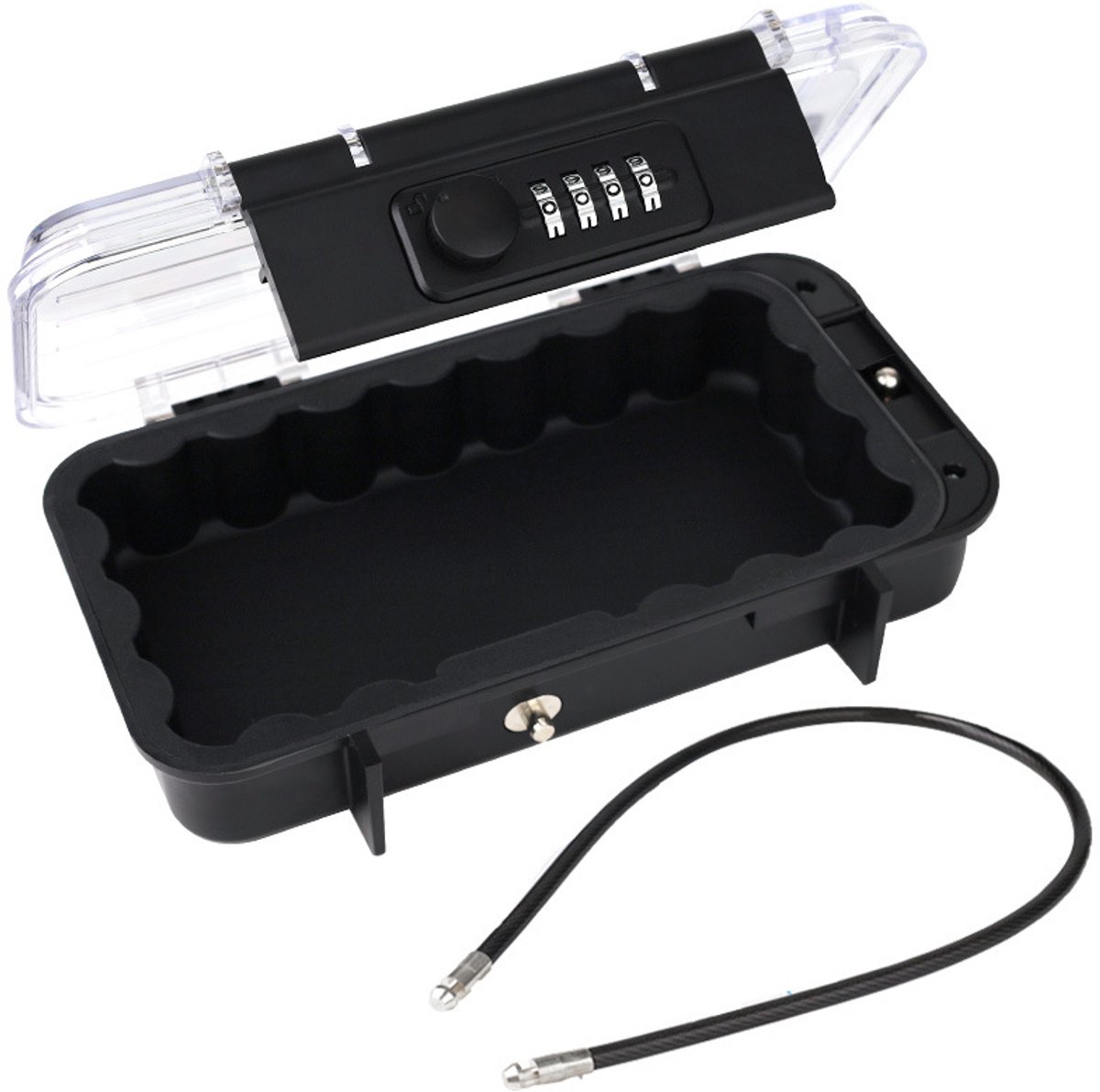 Reisesafe - Mit 54 Cm Abnehmbarem Kabel - Zahlenschloss - Strandsafe - Tragbarer Safe - Mit Zahlenschloss - Für Strand, Camping, Reisen, Sport Und Shopping - 23,5 X 14,1 X 6 Cm - Transparent