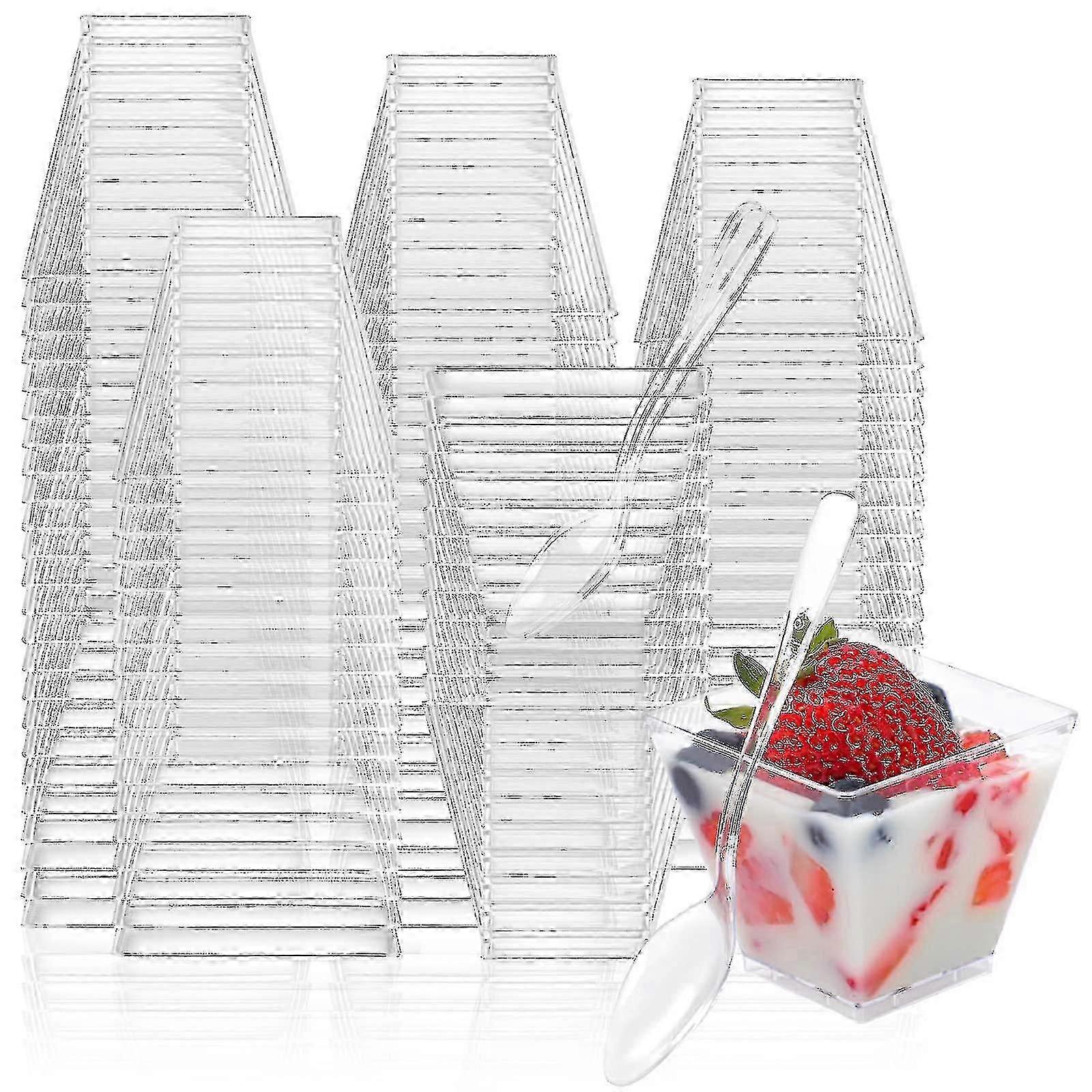 100er-pack 2-unzen-mini-dessertbecher Für Partys, Kleine Kunststoff-dessertbecher, Einweg-dessertbecher Für Pudding, Obst, Eiscreme-zzy