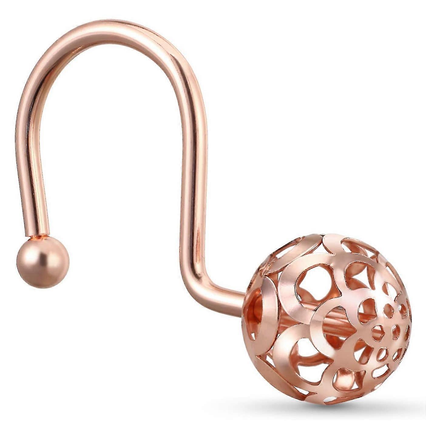 Roségoldene Duschvorhang-hakenringe, Set Mit 12 Dekorativen Duschvorhanghaken, Rostfreie Metall-duschringe, Kompatibel Mit Badezimmern