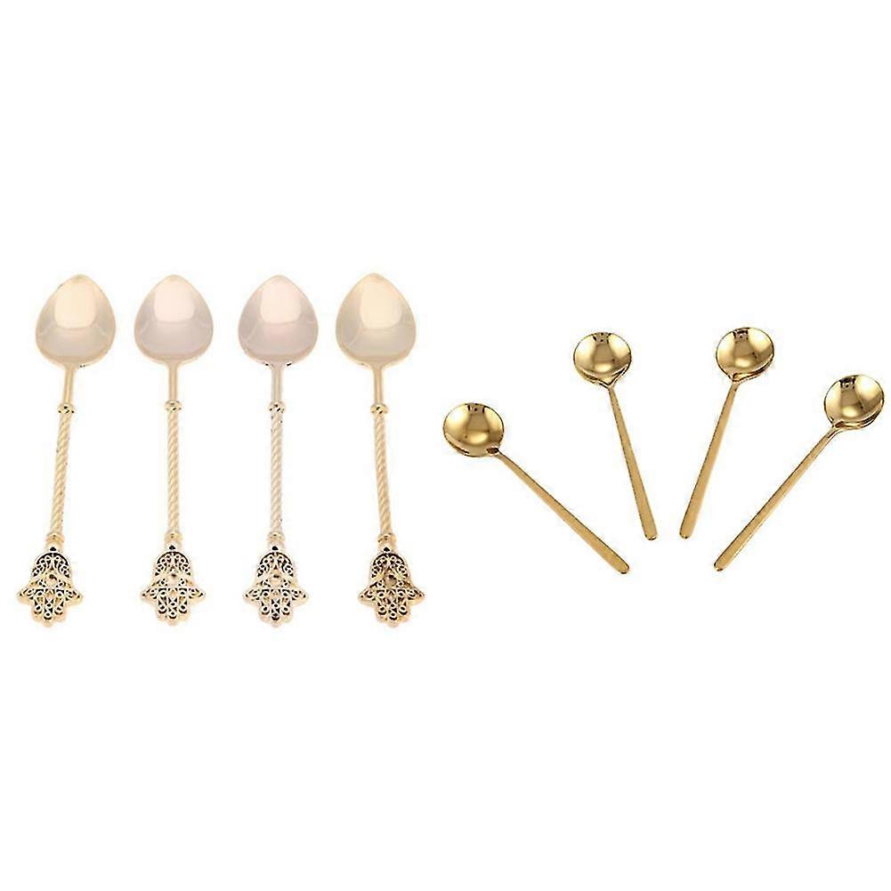 8 Stück Edelstahl-kaffeelöffel, Mini-teelöffel, Zucker, Dessert, Eis, Esslöffel, 4 Stück 1