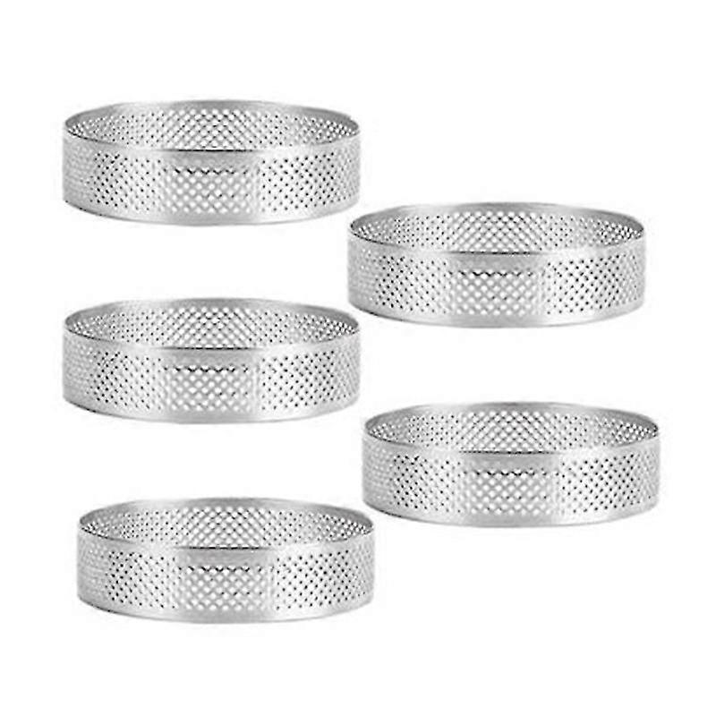 5 Stück Kreisförmige Tortenring Dessert Edelstahl Perforation Obst Torte Quiche Kuchen Mousse Form Kitche