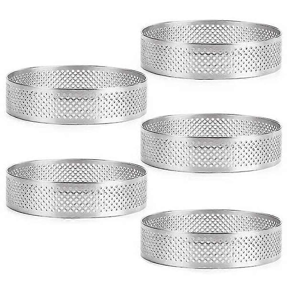 5 Runde Tarteformen Aus Edelstahl Mit Löchern Für Obsttörtchen, Quiches, Kuchen, Mousses, Küche