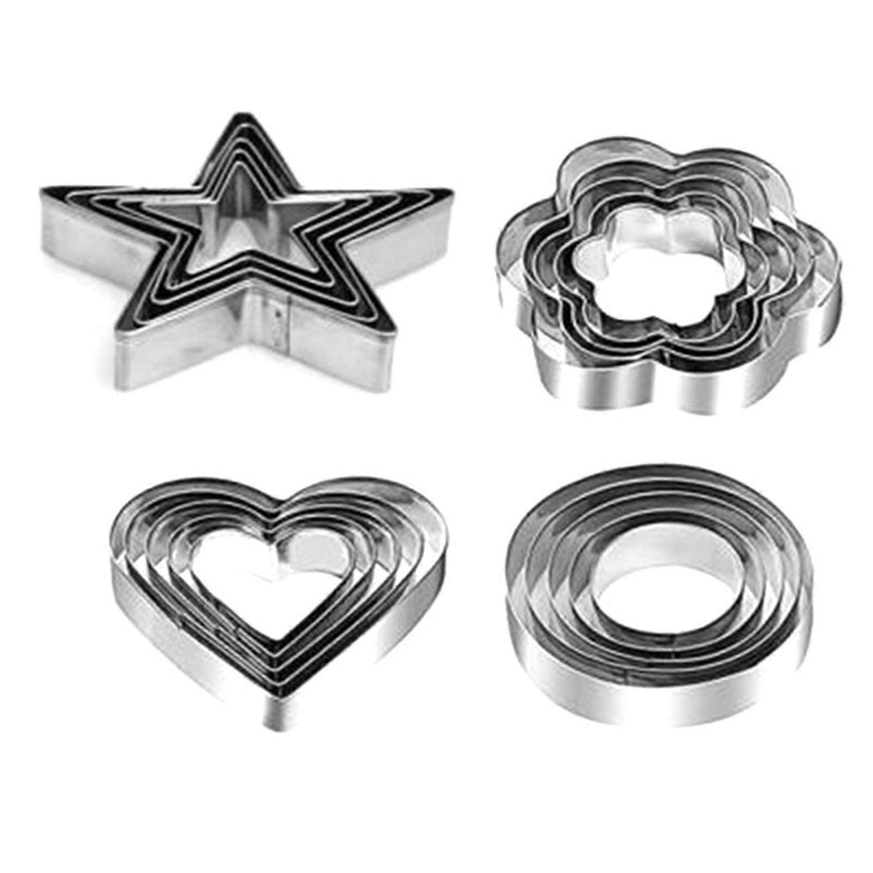 Ausstechformen-set Aus Metall – 20-teiliges Ausstechformen-set Aus Edelstahl In Herz-, Stern-, Rund- Und Blumenform