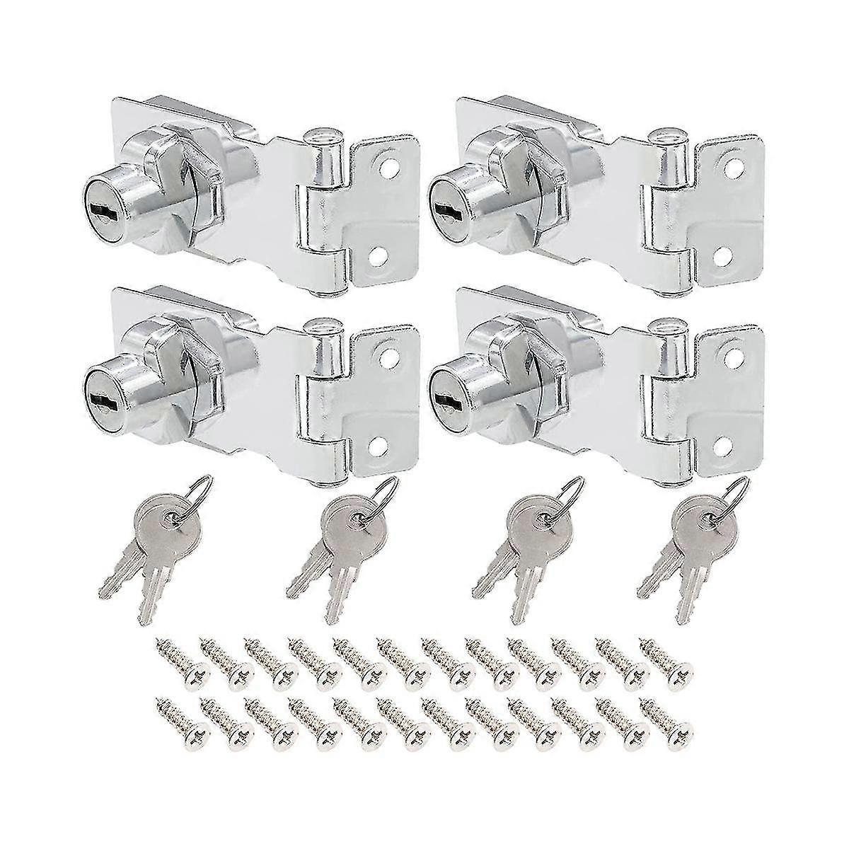 4 Stück Keyed Hasp S 2,5 Zoll Drehknopf Keyed Loc Hasp, Metall-sicherheitshaspe Keyed Diff