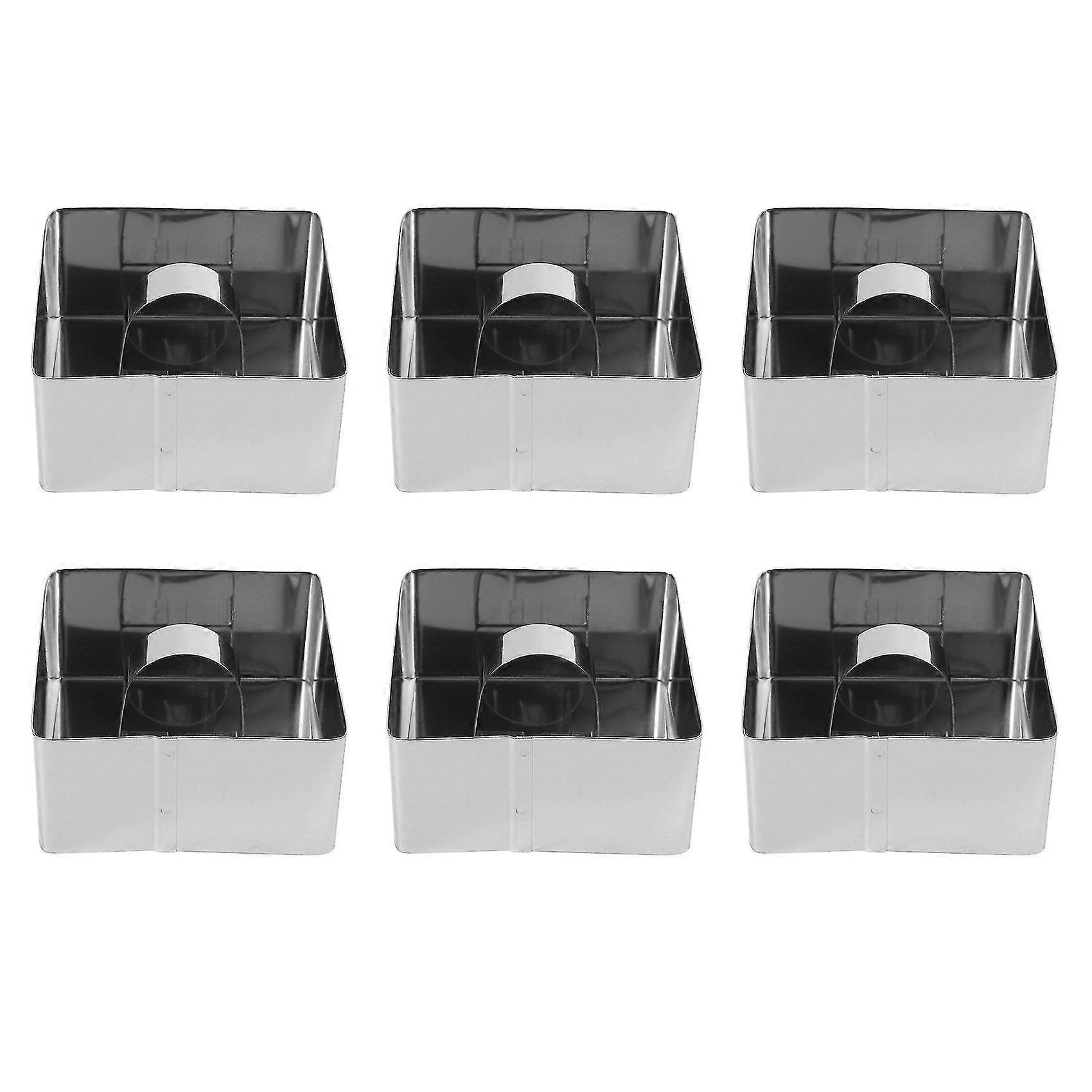 6 Stück Edelstahl-kuchenformen, Kuchenringe, Kuchenform Mit Stopfer, 8 Cm Breit (quadratisch)