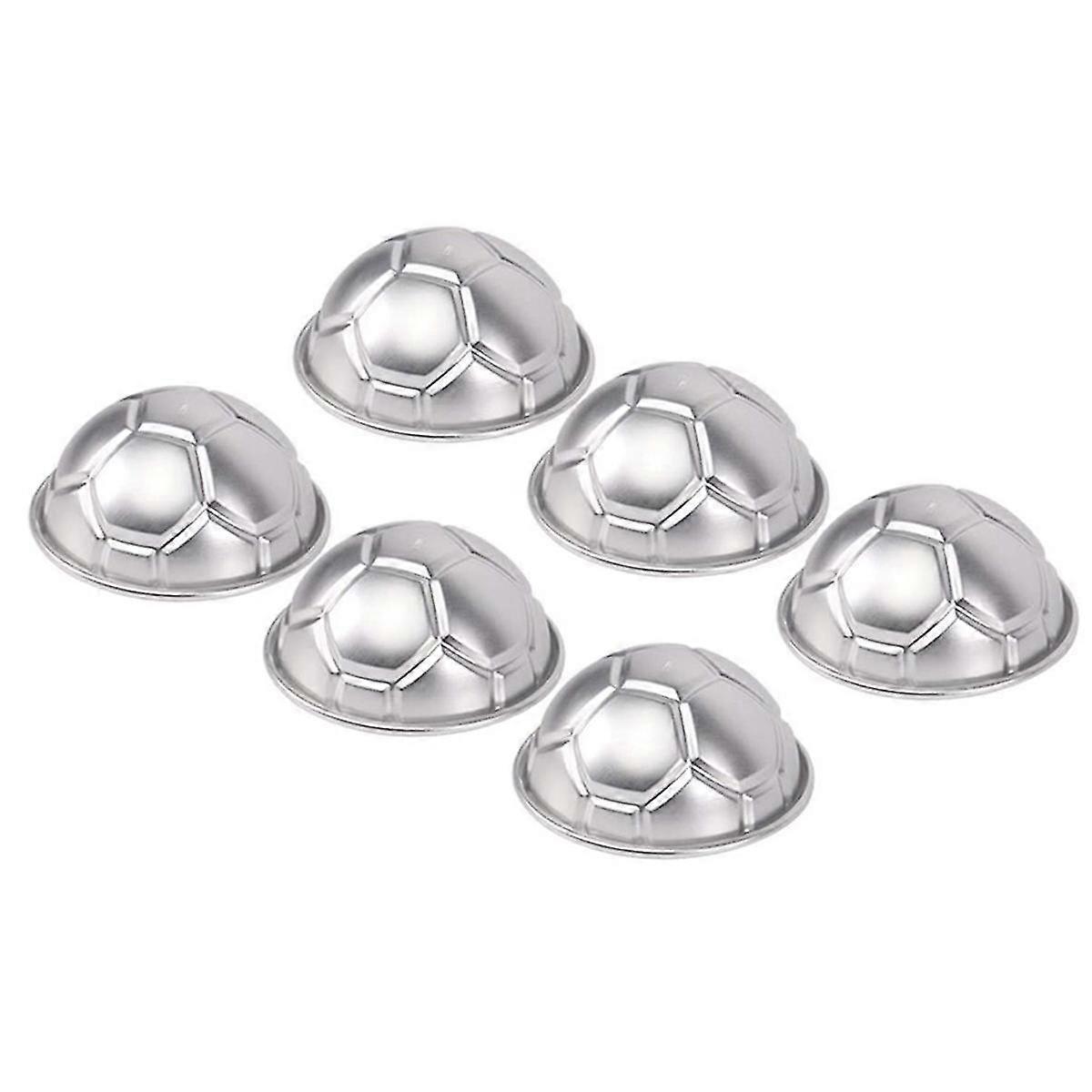 6 Stück Mini-fußball-kuchenform, Aluminium-cupcake-backformen, Halbkugelförmige Schokoladenpuddingform