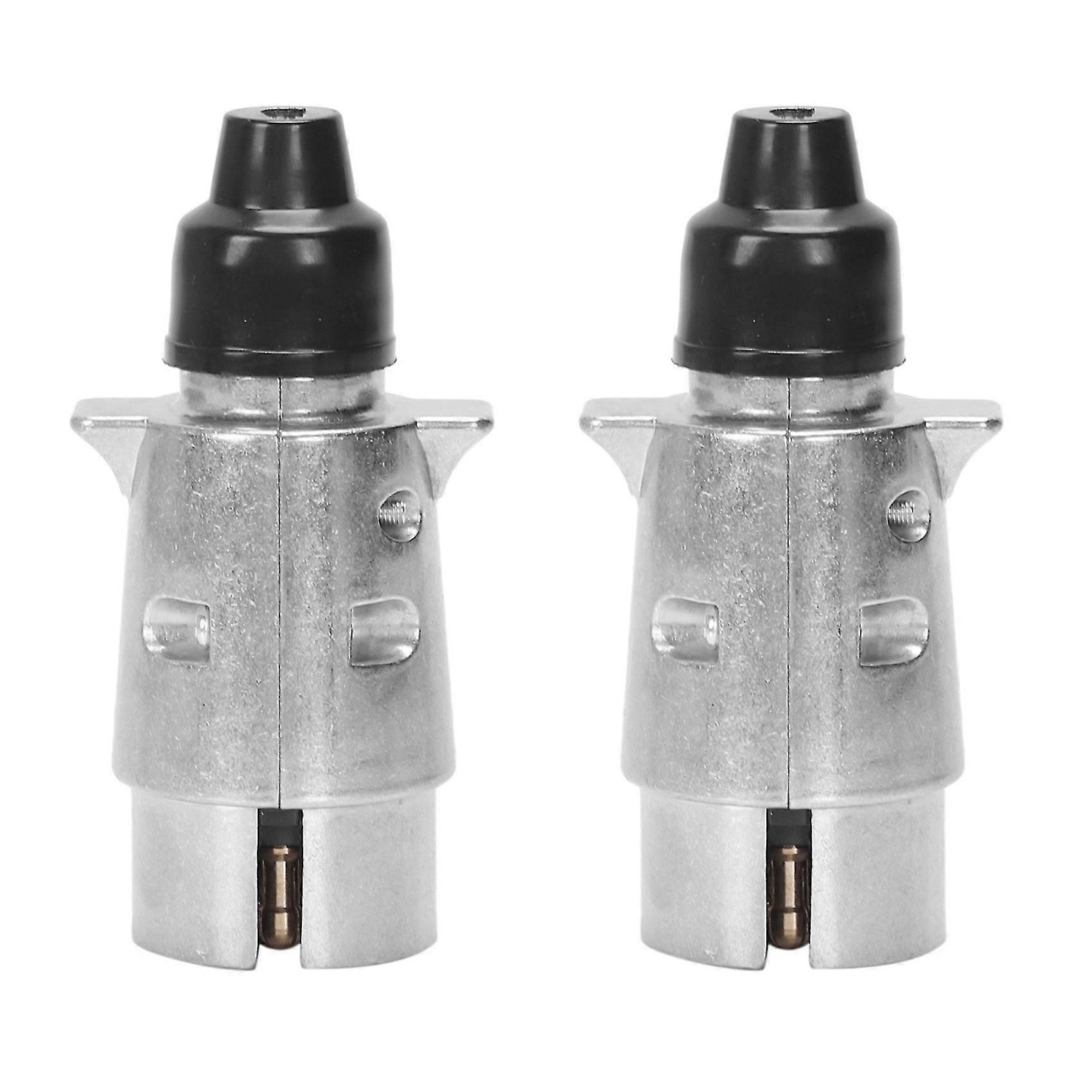 2 X 7-poliger Anhängerstecker, Robuster Rundstift, 7-poliger Kabelstecker, 12 V, Anhängerkupplung, Wohnwagen, Lkw