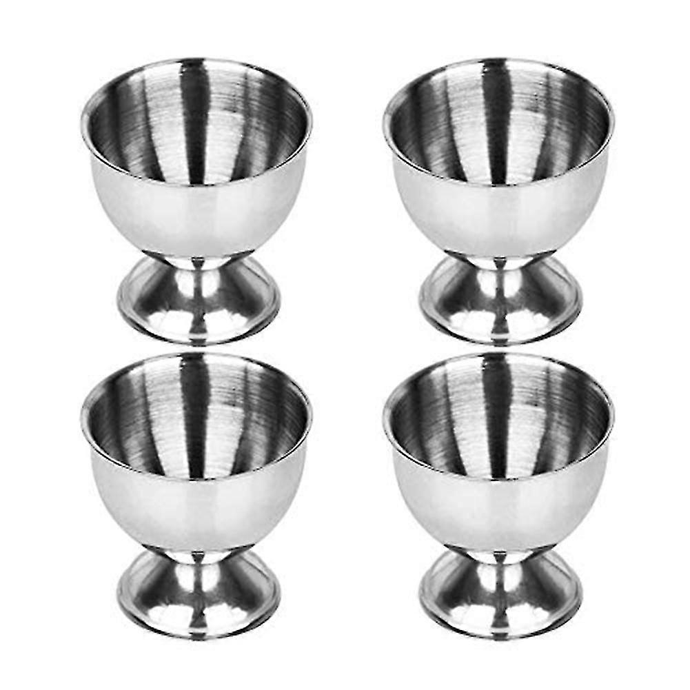 4 Stück Edelstahl-federdrahttablett, Gekochte Eierhalter, Aufbewahrungsregal, Metall-eierbecher, Spiralfeder
