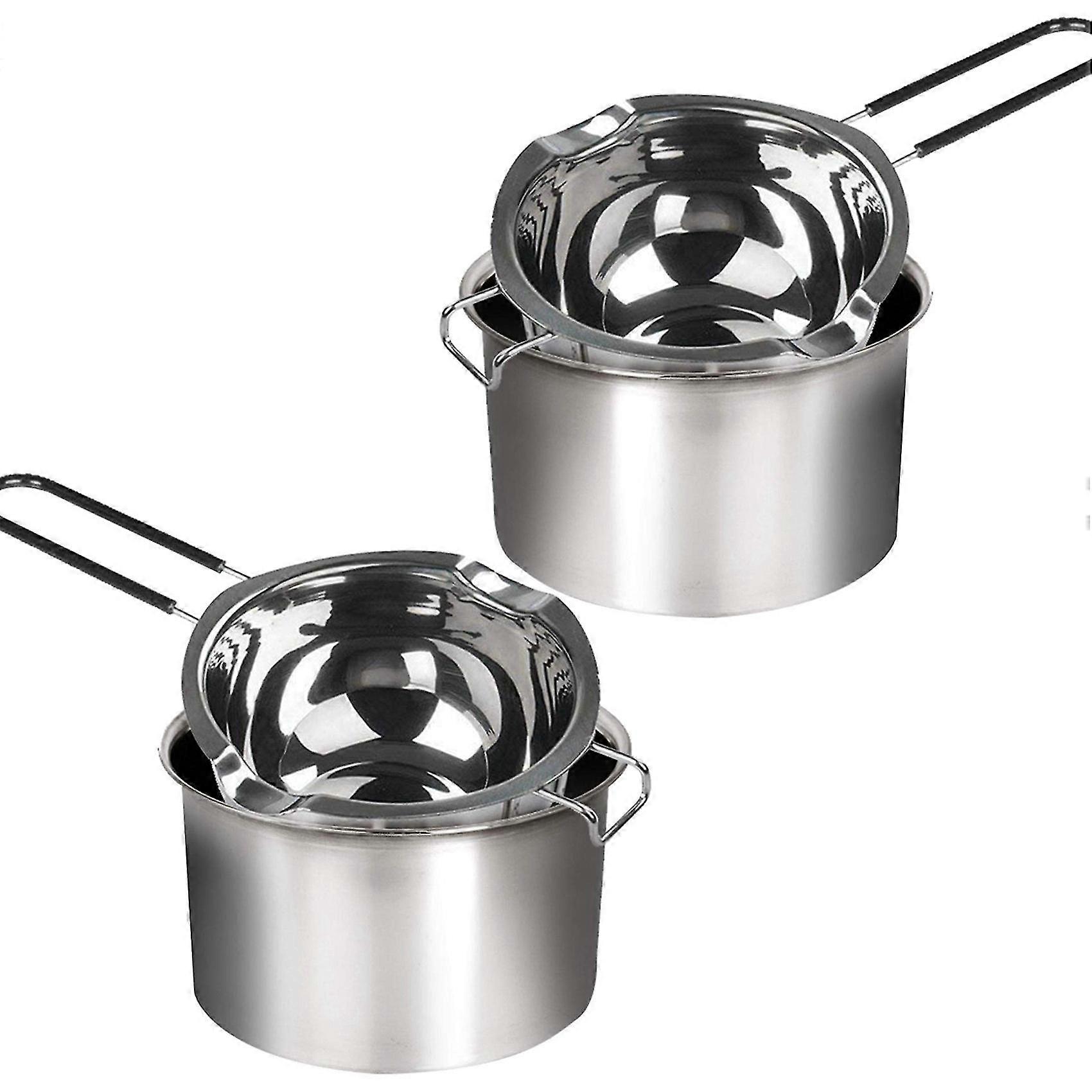 4er-pack Doppelte Edelstahlkessel Für Schokolade, Karamell Und Süßigkeiten – Schmelztiegel Aus Stahl, Deckel Für 2 Tassen