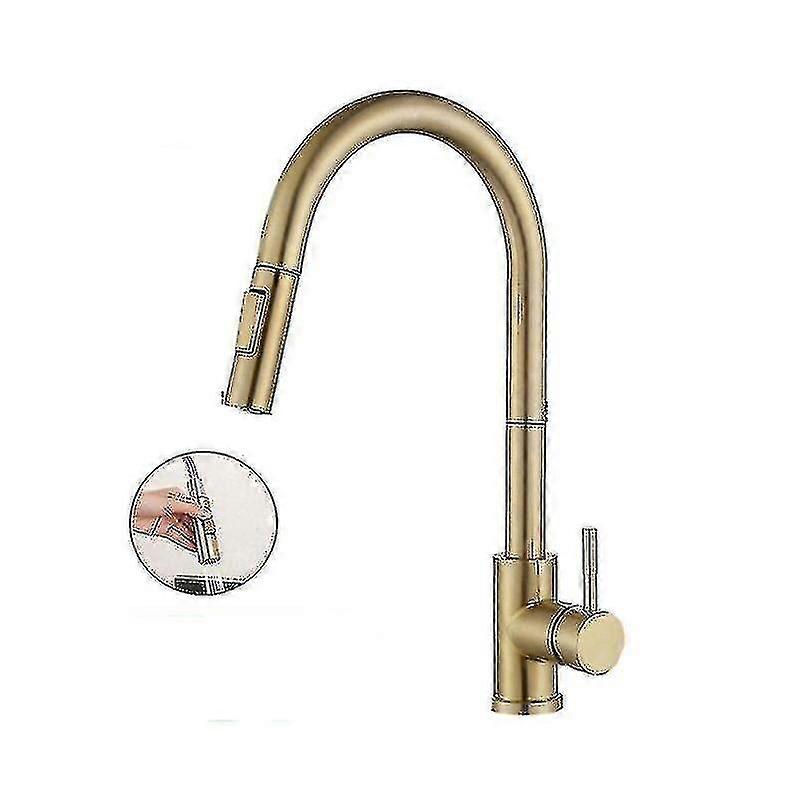 Küchenmischer Mit Schiebebrause, Hoher Auslauf, 360° Drehbare Wasserhähne, 2 Strahlarten, Spültischarmatur Oder Gebürstet