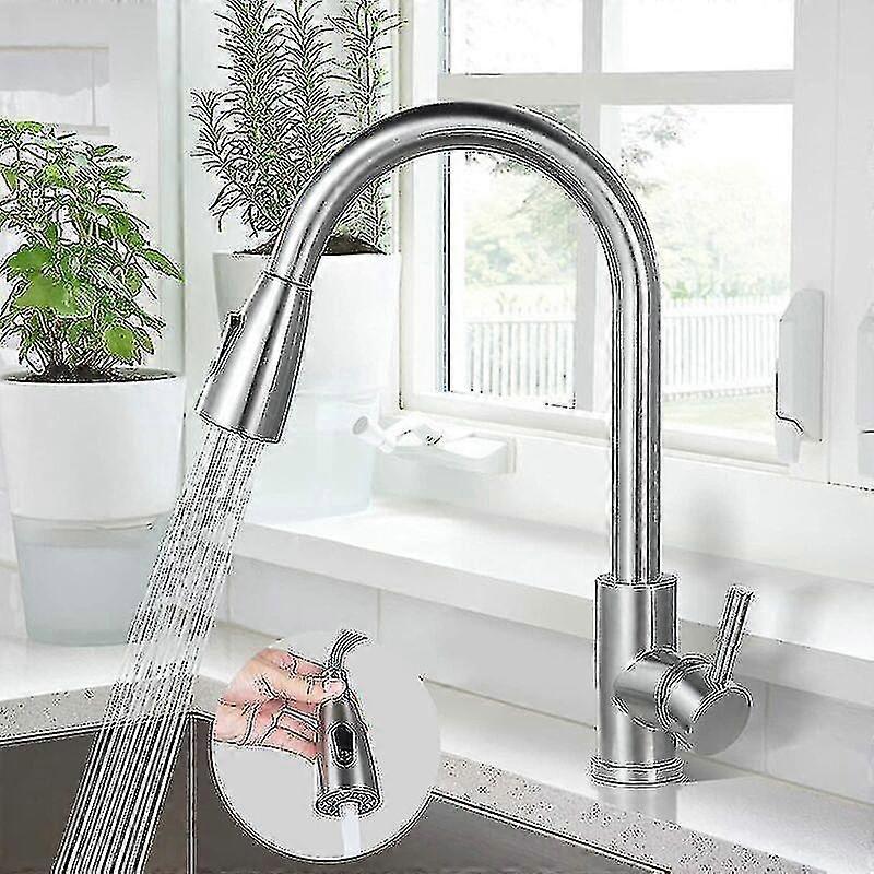 Küchenarmatur, Spülbecken-mischbatterie Aus Edelstahl 304, 360 Drehbarer Spülbecken-wasserhahn Mit Herunterziehbarer Brause