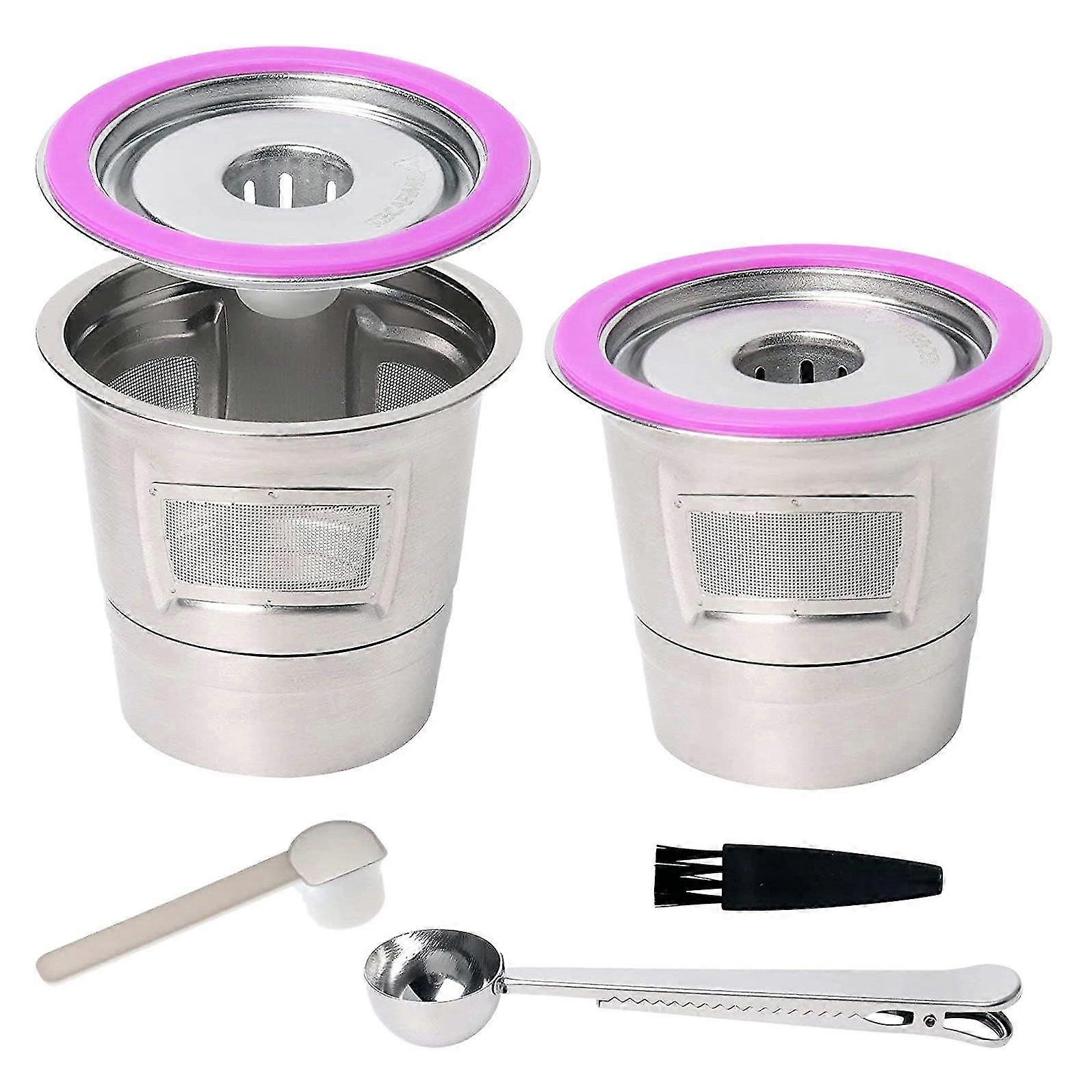 2er-pack Wiederverwendbarer K-becher Mit Löffel Und Bürste, Kaffeepads, Universell Nachfüllbare K-cu-filter