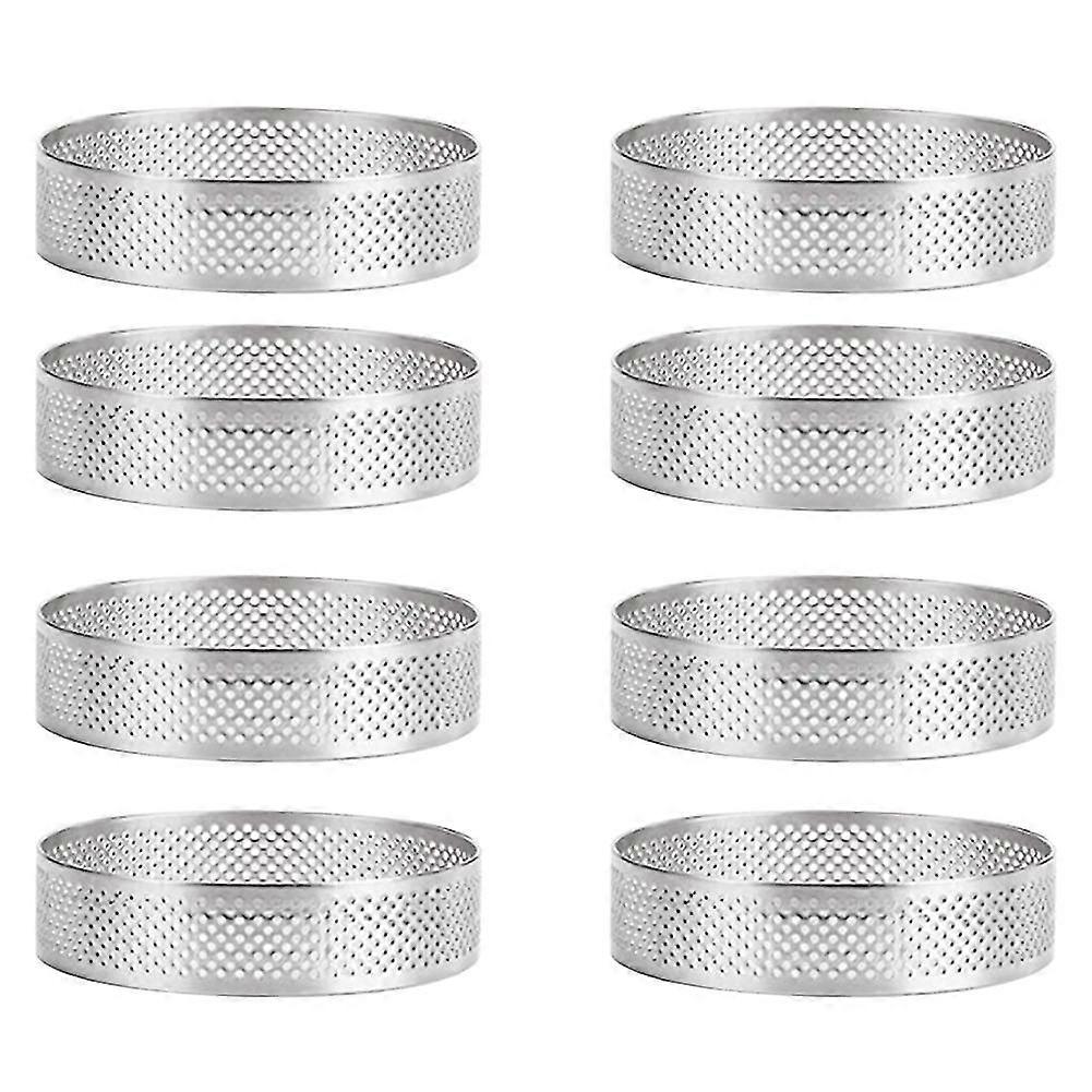 8 Stück Weniger Stahl-kuchenring, Perforierter Kuchenring, Runder Doppel-d-kuchen