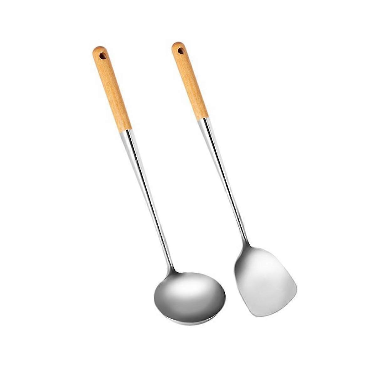 Wok-spatel Und Wok-schöpflöffel-set, 17-zoll-spatel Für Wok, Weniger Stahl-wok-spatel, Anti-wok-u
