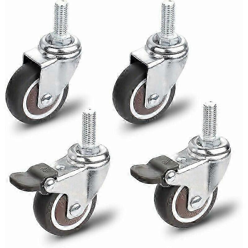 Rollen Für Möbel, 2 Rollen Mit Bremse + 2 Rollen Ohne Bremse, M10x25mm Universalrollen Für Möbel, Tragfähigkeit 30kg Pro Rolle