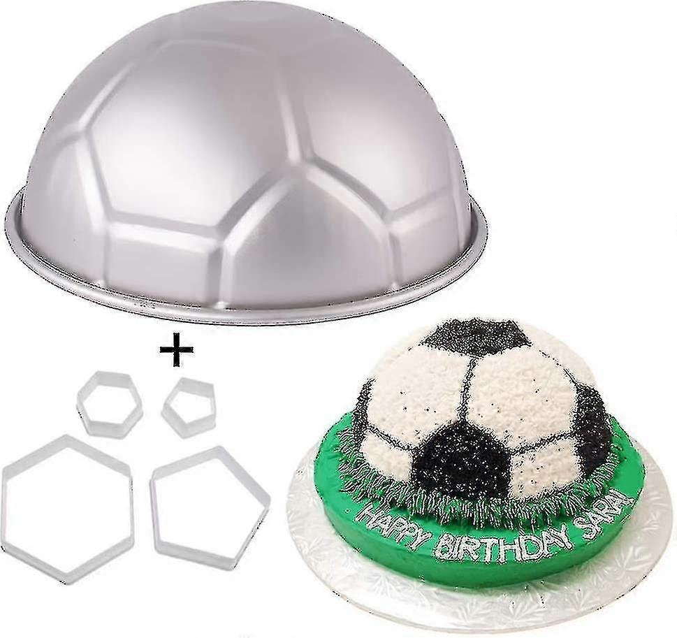 9-zoll-3d-fußball-backform Aus Aluminium In Voller Größe Mit 4 Sechseckigen Fünfeck-ausstechformen, Fußballform, Metall-kuchenform, Jungengeburtstag, Sport