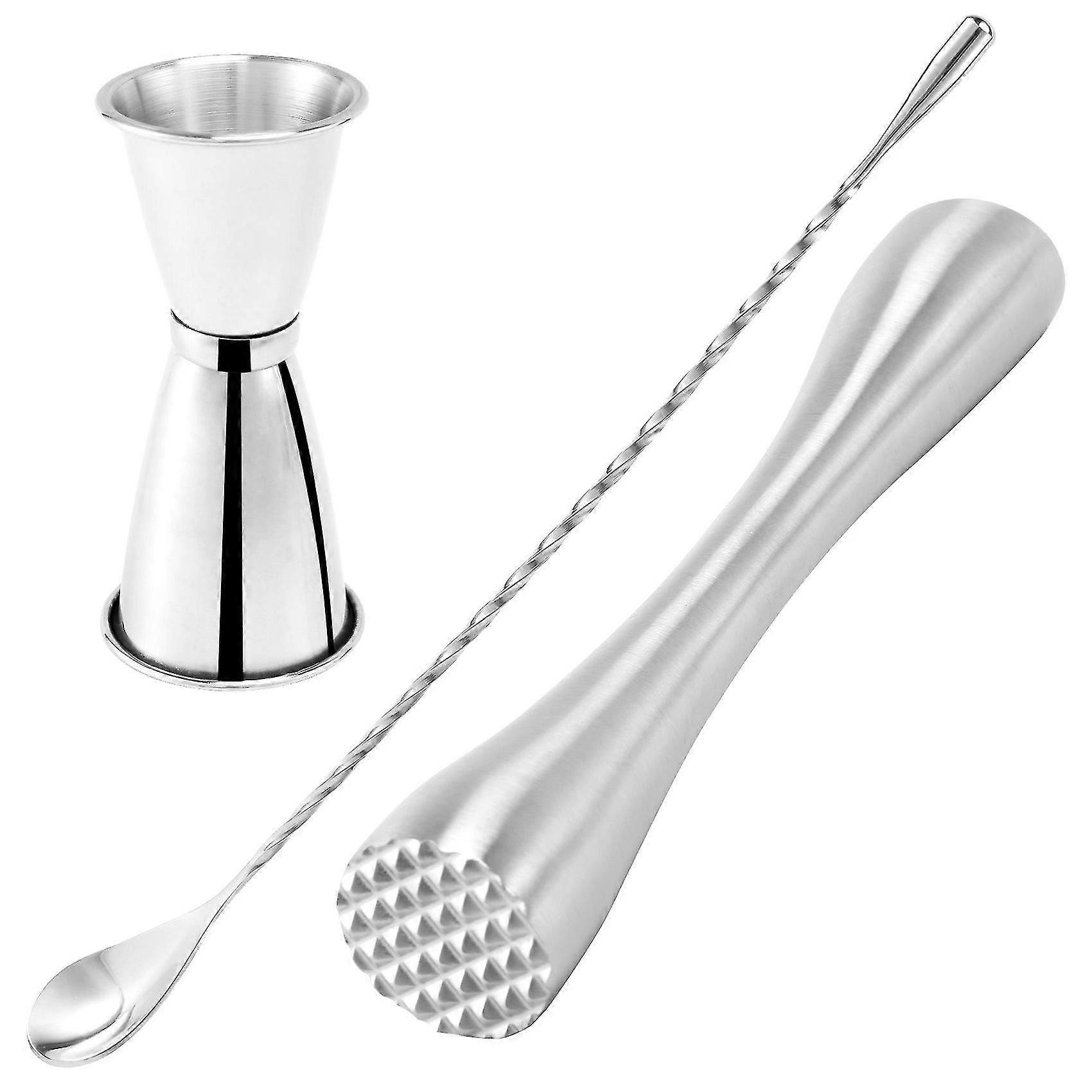 Cocktail-shaker-set, Cocktail-stößel Aus Edelstahl, Doppel-cocktail-messbecher Und Spiralmuster-ba