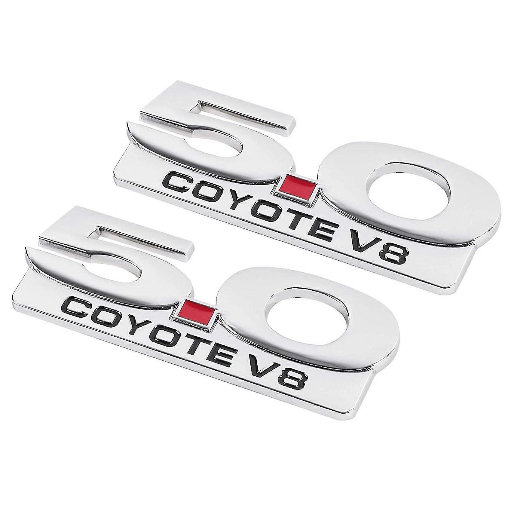 2x 5.0 Coyote V8 Emblem Für 11-14 F150 F250 Chrome Side Body Fender Emblems Aufkleber Aufkleber Badge Name