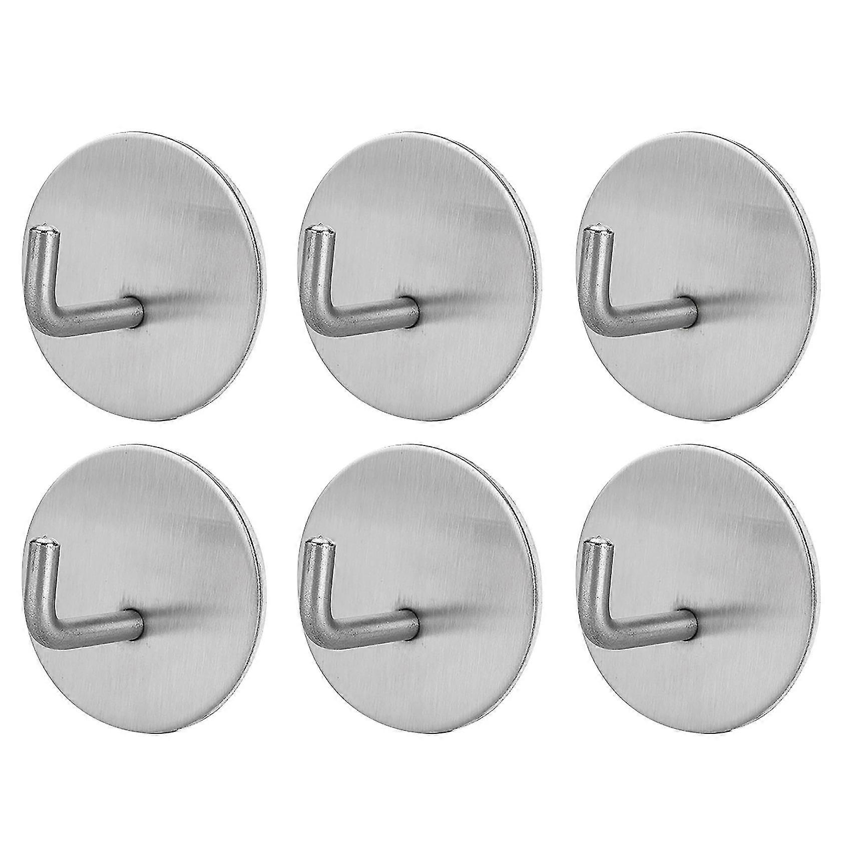 6 Stück Edelstahl-wandhaken, Selbstklebend, Ohne Bohren, Handtuchhaken, Handtuchhalter, Türhaken F