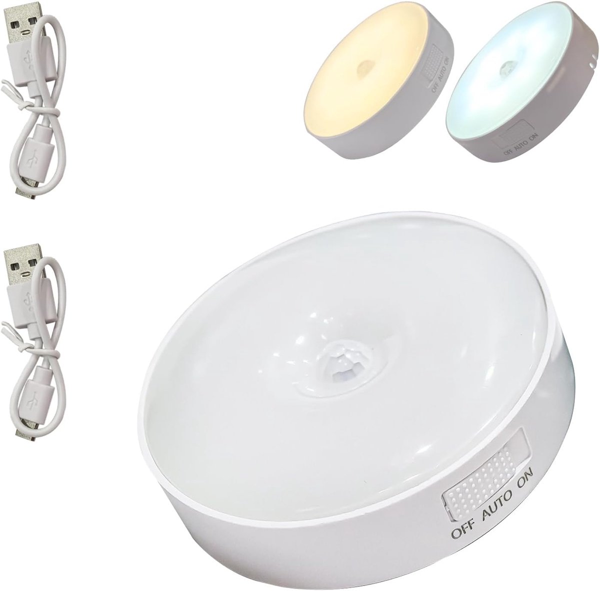 Led-nachtlicht - Nachtlicht Mit Bewegungsmelder - Kabellose Led-lampe - 2 Stück - 3 Modi - 1x Weißlicht, 1x Warmlicht - Magnetisches Led-nachtlicht - Led-schrank- Und Treppenbeleuchtung Mit Sensor