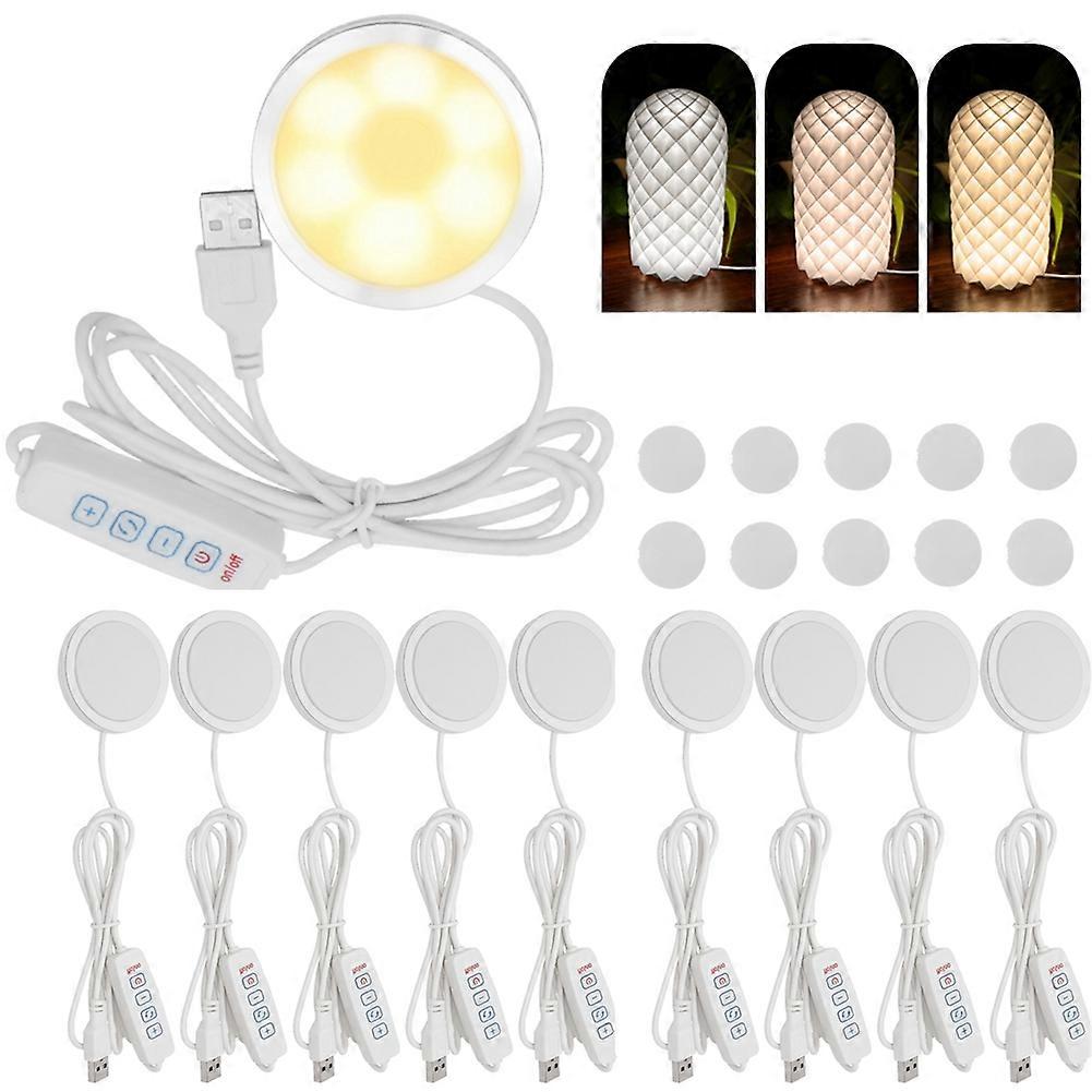 10-teiliges 3-farben-led-lampenset, 5-v-usb-netzteil, 3000k-6400k Warmes Licht, Einstellbare Helligkeit, Lampe Für Den 3d-druck-arbeitsbereich