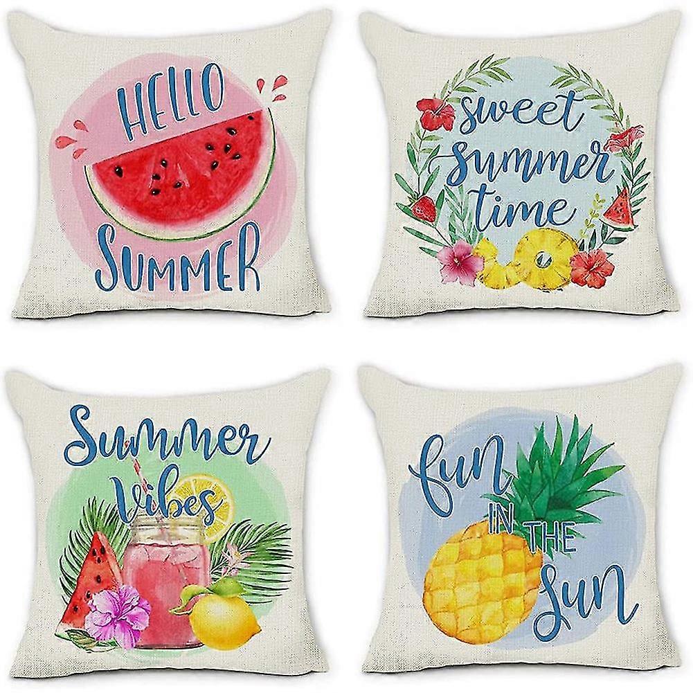 Sommer-kissenbezüge 18 X 18, Set Mit 4 Dekorativen Outdoor-kissen, Einsätzen, Hüllen, Bauernhaus-dekor F