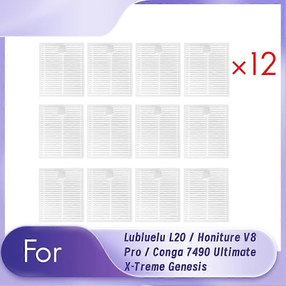 12er-pack Reinigungsfilter Für Lubluelu L20 / Honiture V8 Pro / Conga 7490 Ultimate X-treme Genesis Roboterstaubsauger