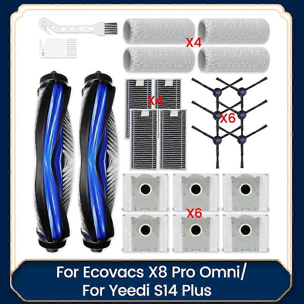 Ecovacs X8 Pro Omni/yeedi S14 Plus Staubsauger-zubehörset: Ersatzteile, Hauptbürste, Filter, Reinigungsrolle, Tuch Und Staubbeutel.