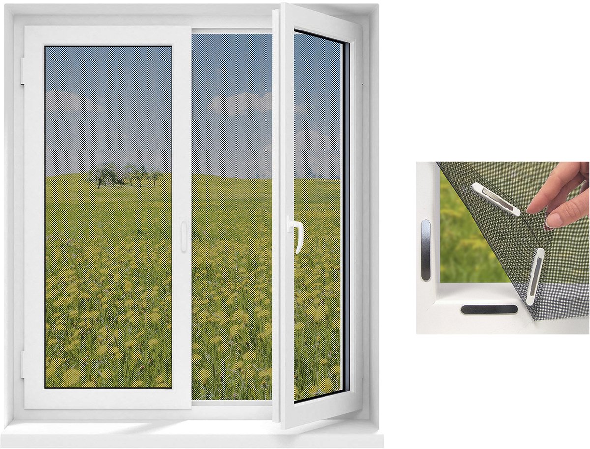 Elpatron.nl Fliegengitter - 130 X 150 Cm - Weiß - Universelles Fliegengitter - Maßgefertigtes Magnetisches Fliegengitter - Insektenschutzgitter - Fenstergitter - Magnetisches Fliegengitter Für Fenster