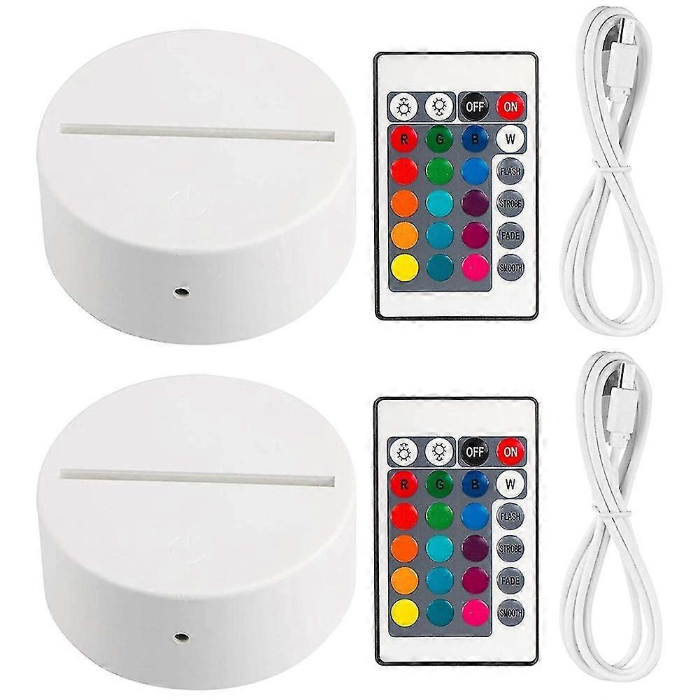 2 Pack 3d Led Lamp Base Remote Control Usb Cable 16 Color Light Display Stan