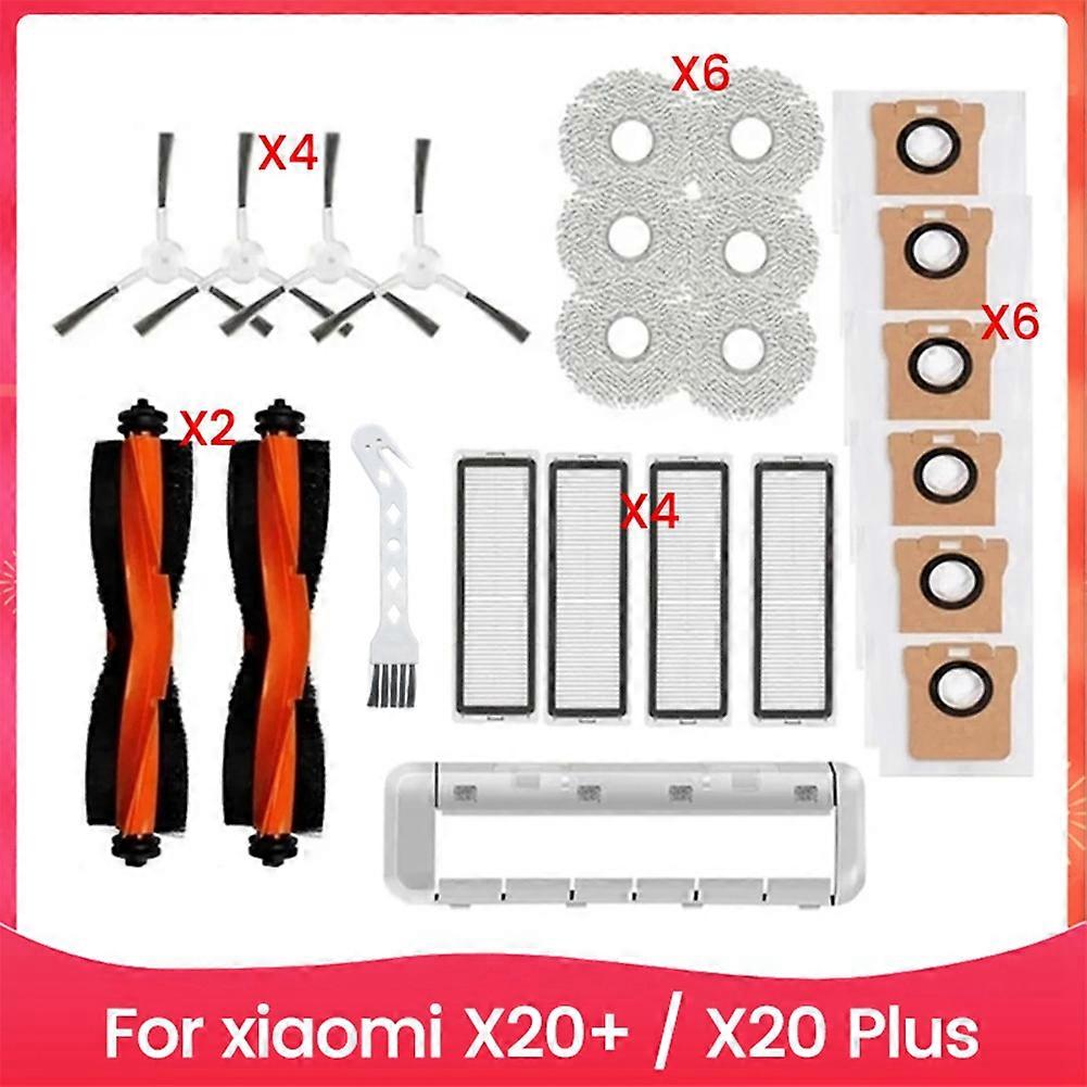 Ersatzteilset Für Den Roboterstaubsauger Xiaomi X20+ / X20 Plus: Hauptseitenbürste, Hepa-filter, Reinigungstuch Und Staubbeutel.